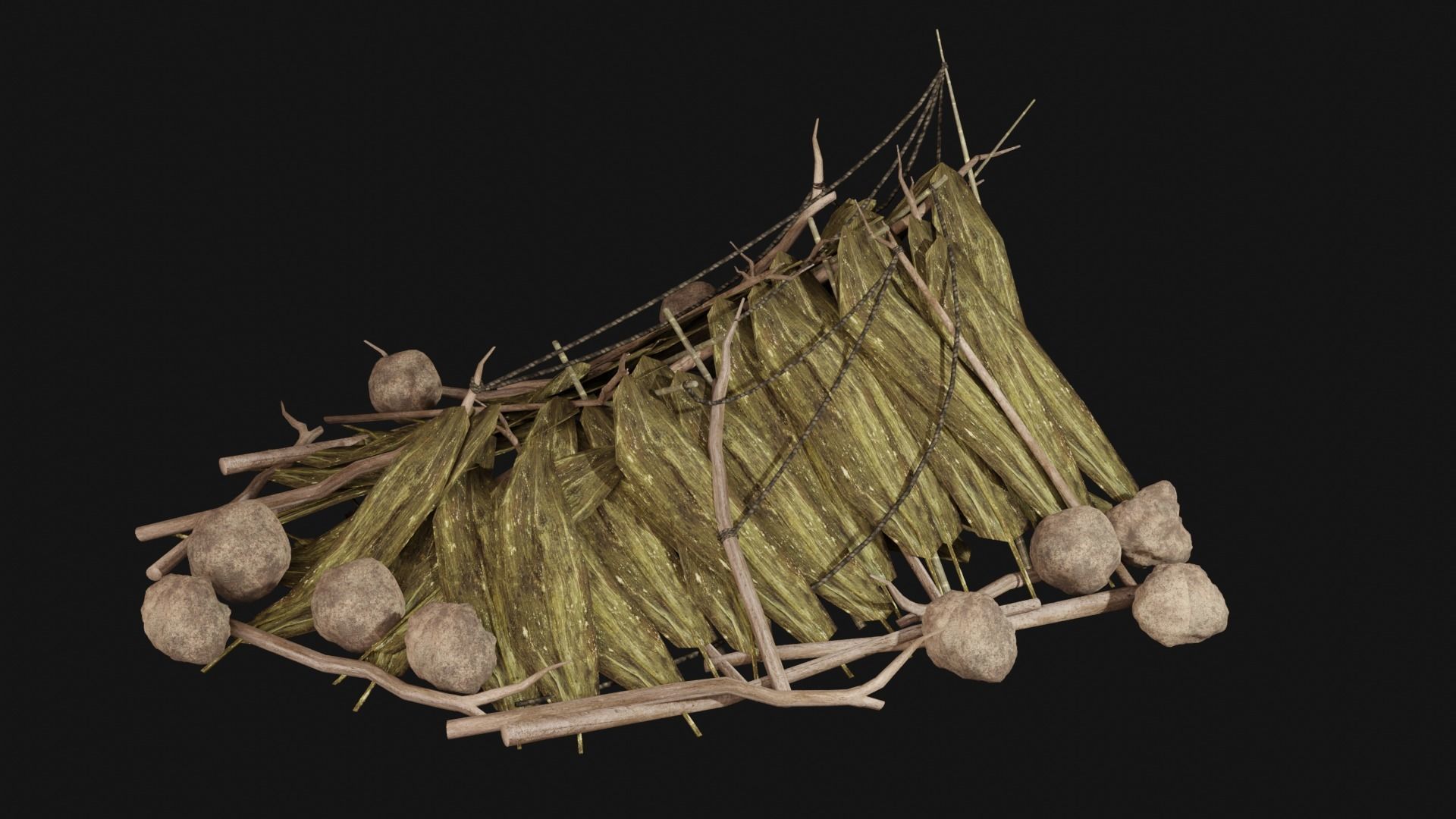 JUNGLE SWAMP SHELTER HUT HUNTER WILD TENT AAA COLLECTION Low-poly 3D model_7