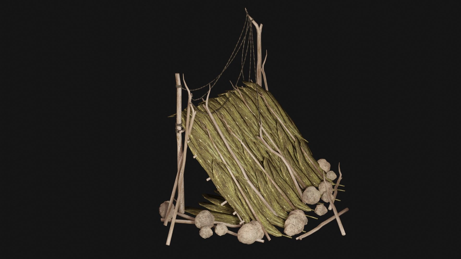 JUNGLE SWAMP SHELTER HUT HUNTER WILD TENT AAA COLLECTION Low-poly 3D model_35