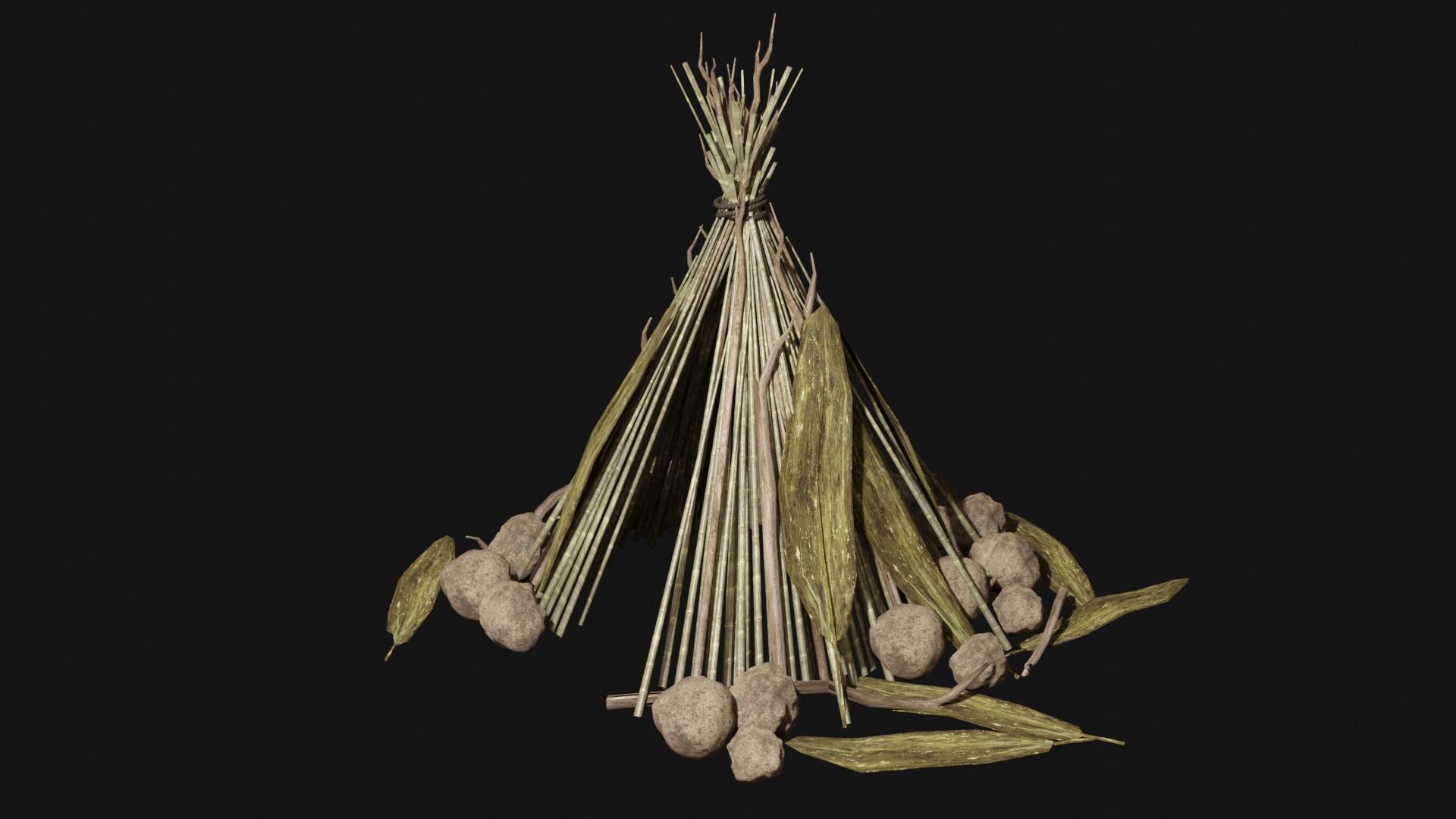 JUNGLE SWAMP SHELTER HUT HUNTER WILD TENT AAA COLLECTION Low-poly 3D model_21