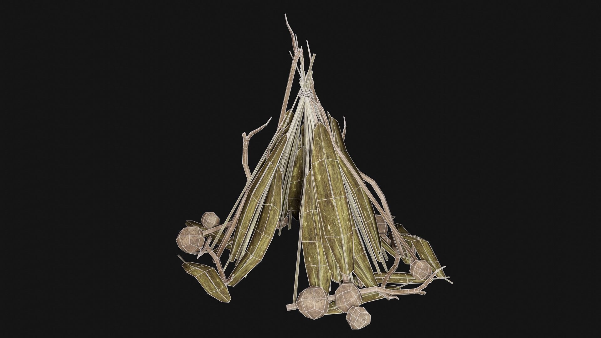 JUNGLE SWAMP SHELTER HUT HUNTER WILD TENT AAA COLLECTION Low-poly 3D model_32