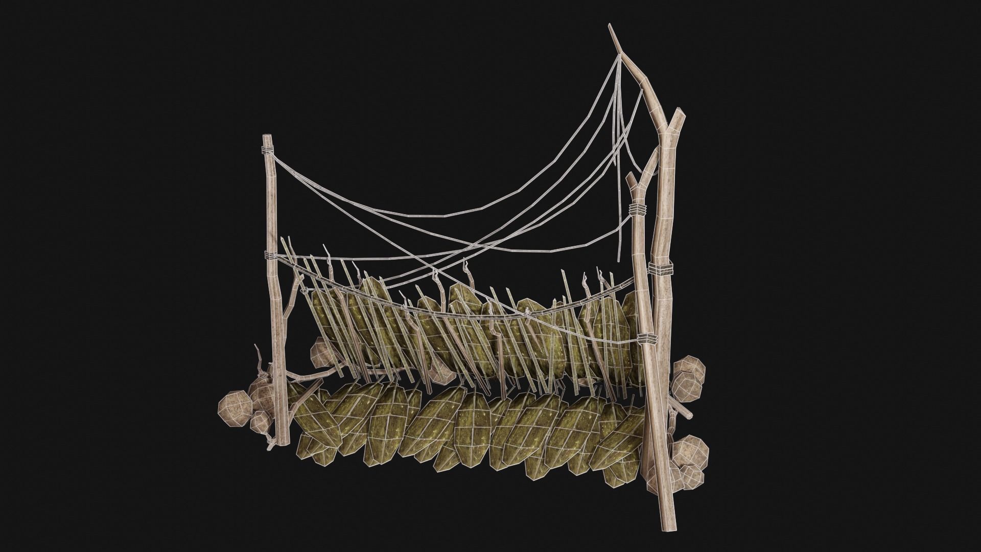 JUNGLE SWAMP SHELTER HUT HUNTER WILD TENT AAA COLLECTION Low-poly 3D model_16