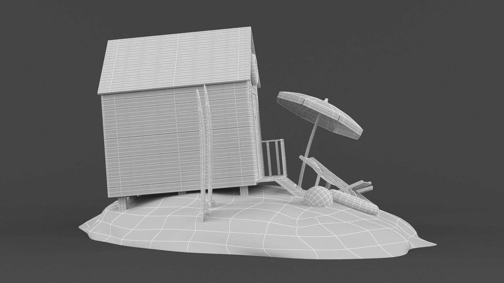 Beach Umbrella and Chair 3D model_11