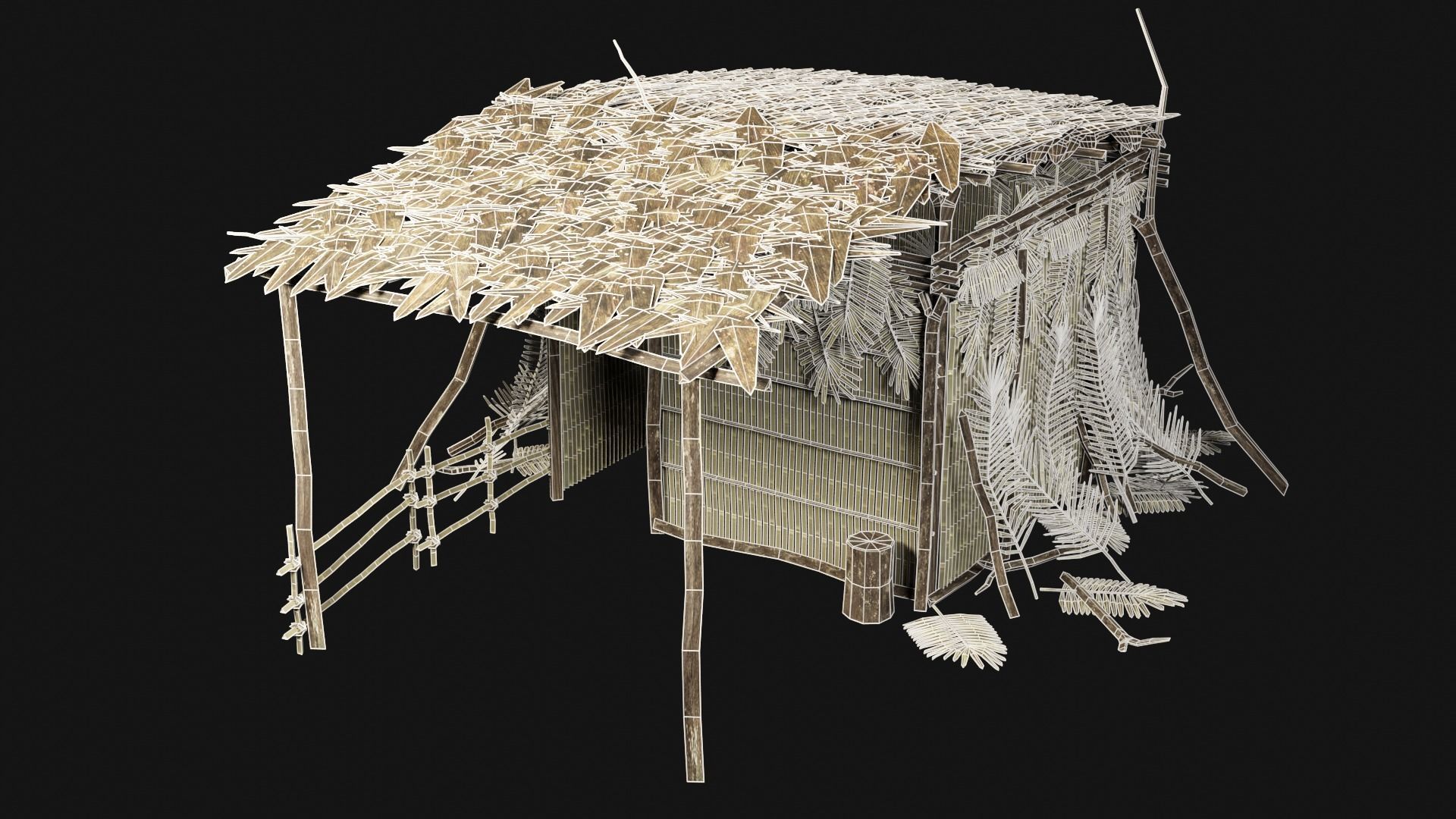 JUNGLE SWAMP GENERIC HUT SHELTER COTTAGE AAA COLLECTION Low-poly 3D model_16