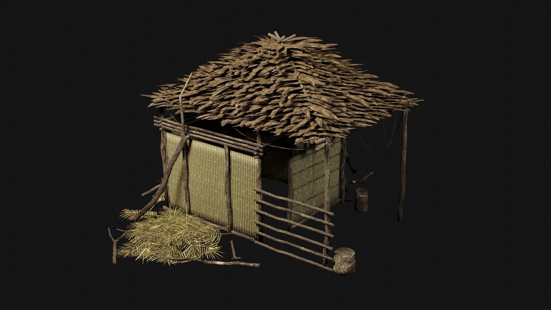 JUNGLE SWAMP GENERIC HUT SHELTER COTTAGE AAA COLLECTION Low-poly 3D model_10