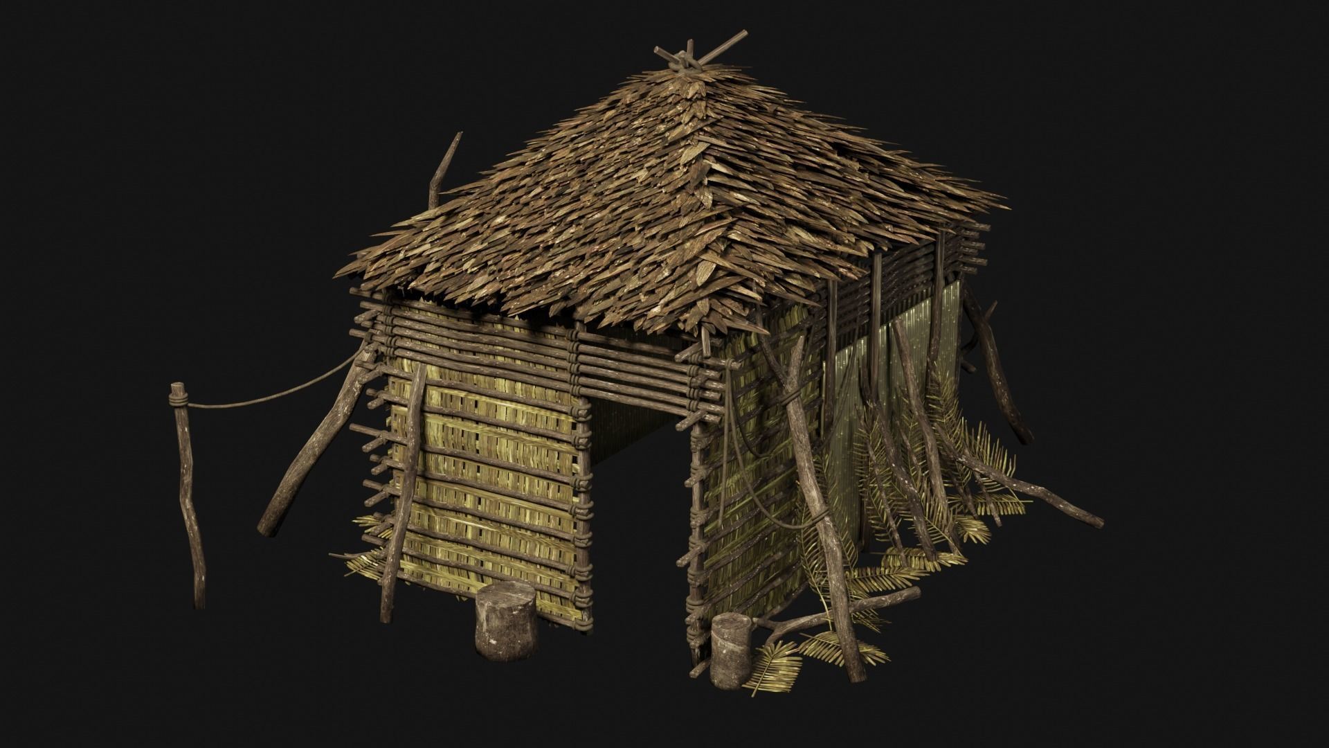 JUNGLE SWAMP GENERIC HUT SHELTER COTTAGE AAA COLLECTION Low-poly 3D model_33