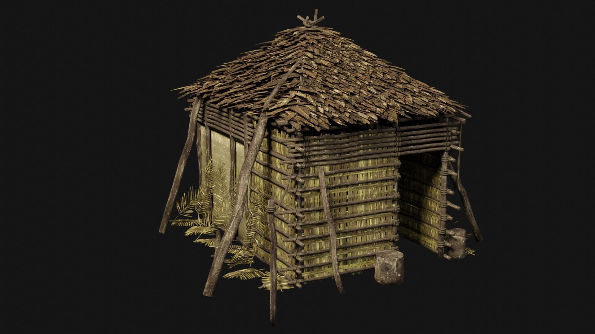 JUNGLE SWAMP GENERIC HUT SHELTER COTTAGE AAA COLLECTION Low-poly 3D model_34
