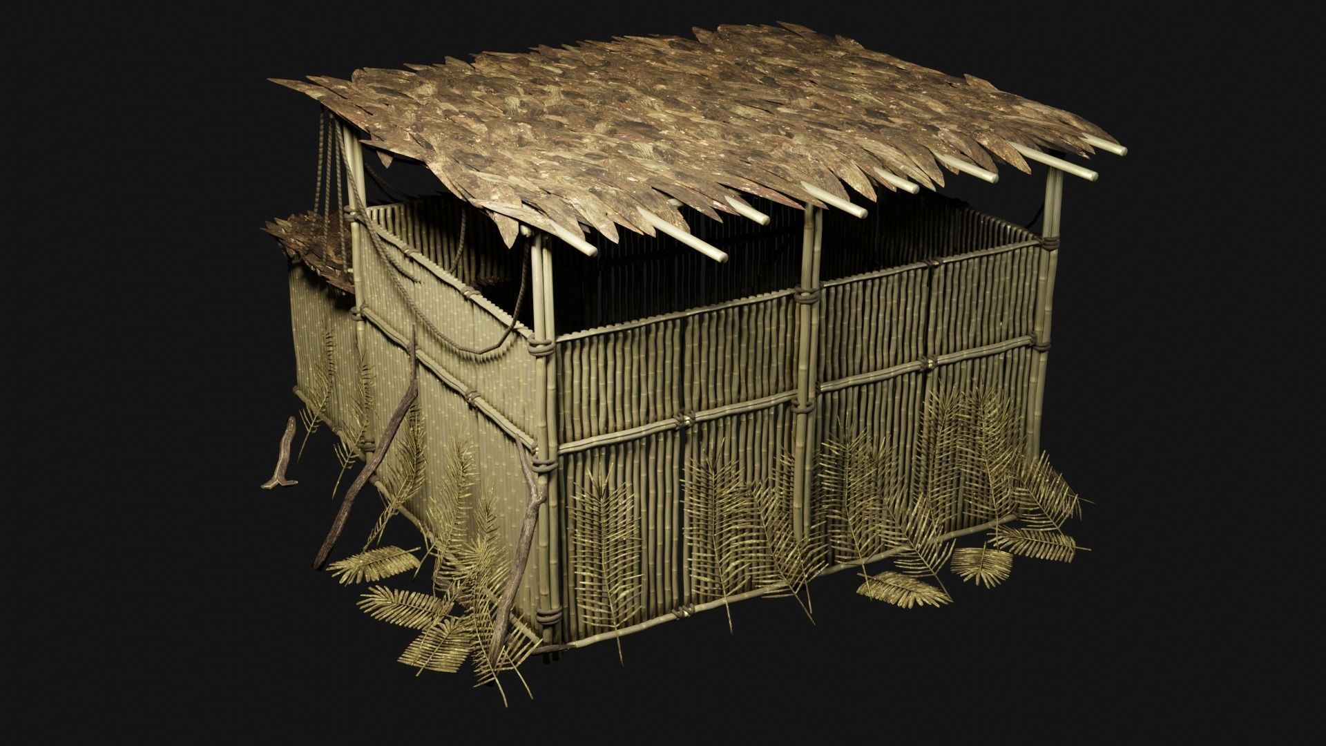 JUNGLE SWAMP GENERIC HUT SHELTER COTTAGE AAA COLLECTION Low-poly 3D model_23
