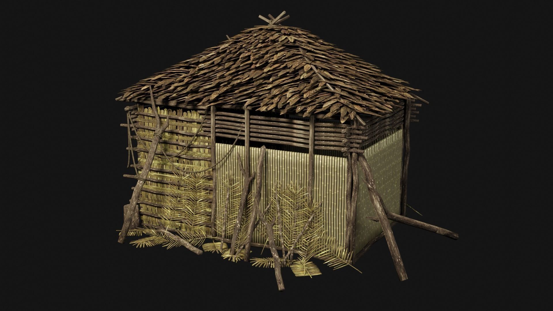JUNGLE SWAMP GENERIC HUT SHELTER COTTAGE AAA COLLECTION Low-poly 3D model_35