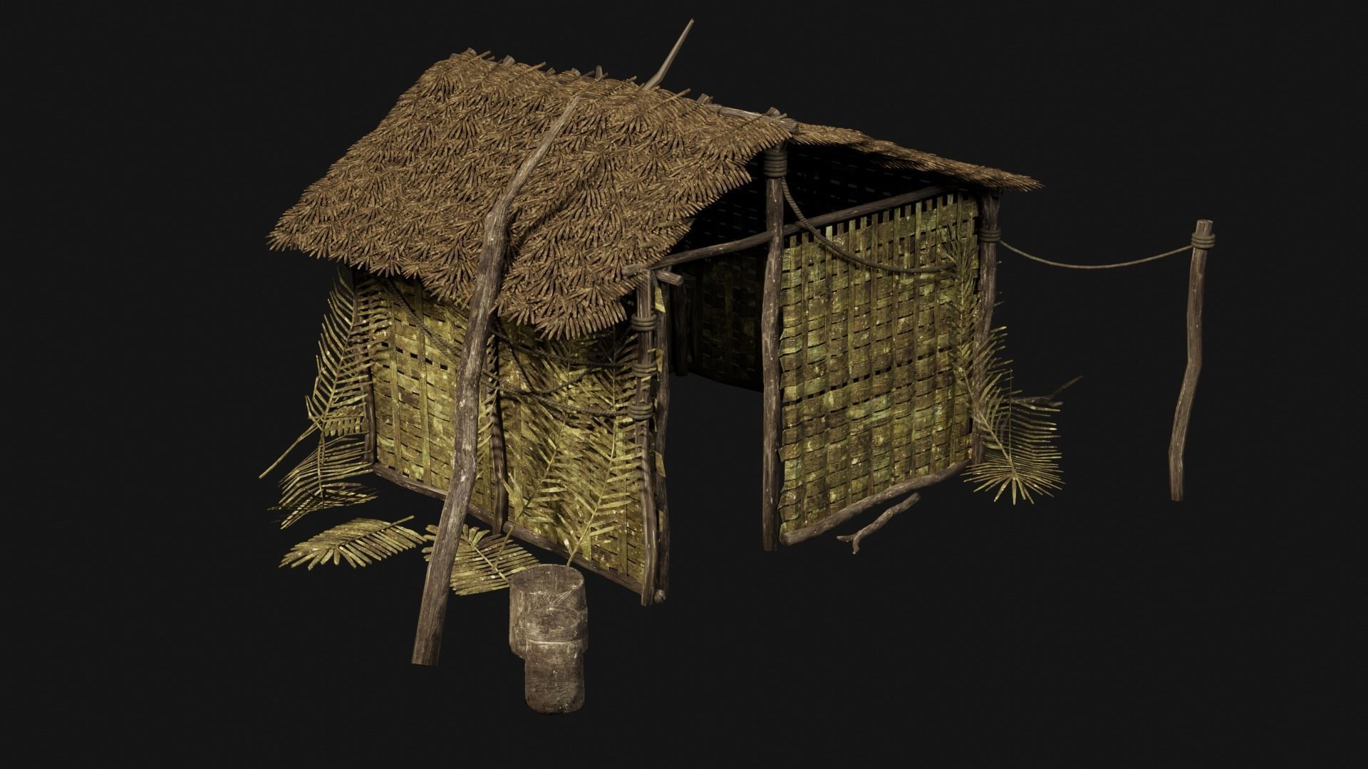 JUNGLE SWAMP GENERIC HUT SHELTER COTTAGE AAA COLLECTION Low-poly 3D model_26