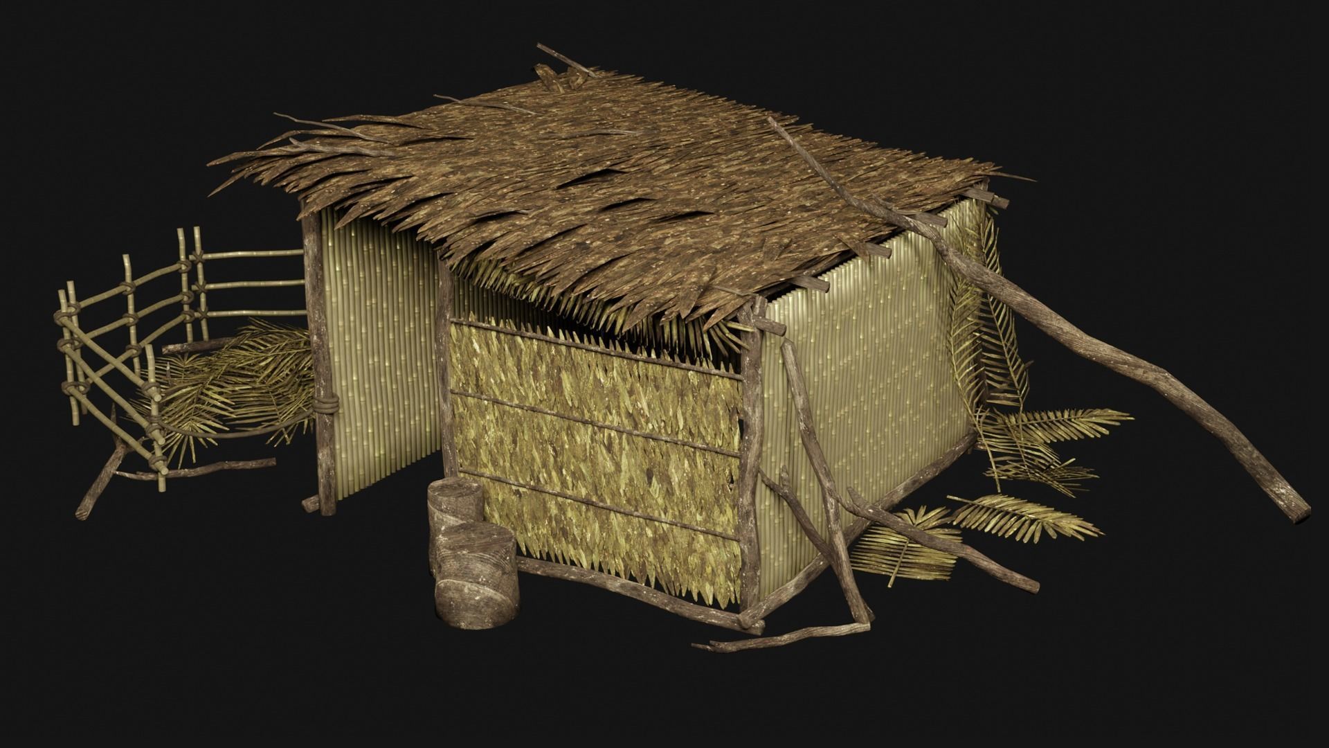JUNGLE SWAMP GENERIC HUT SHELTER COTTAGE AAA COLLECTION Low-poly 3D model_1