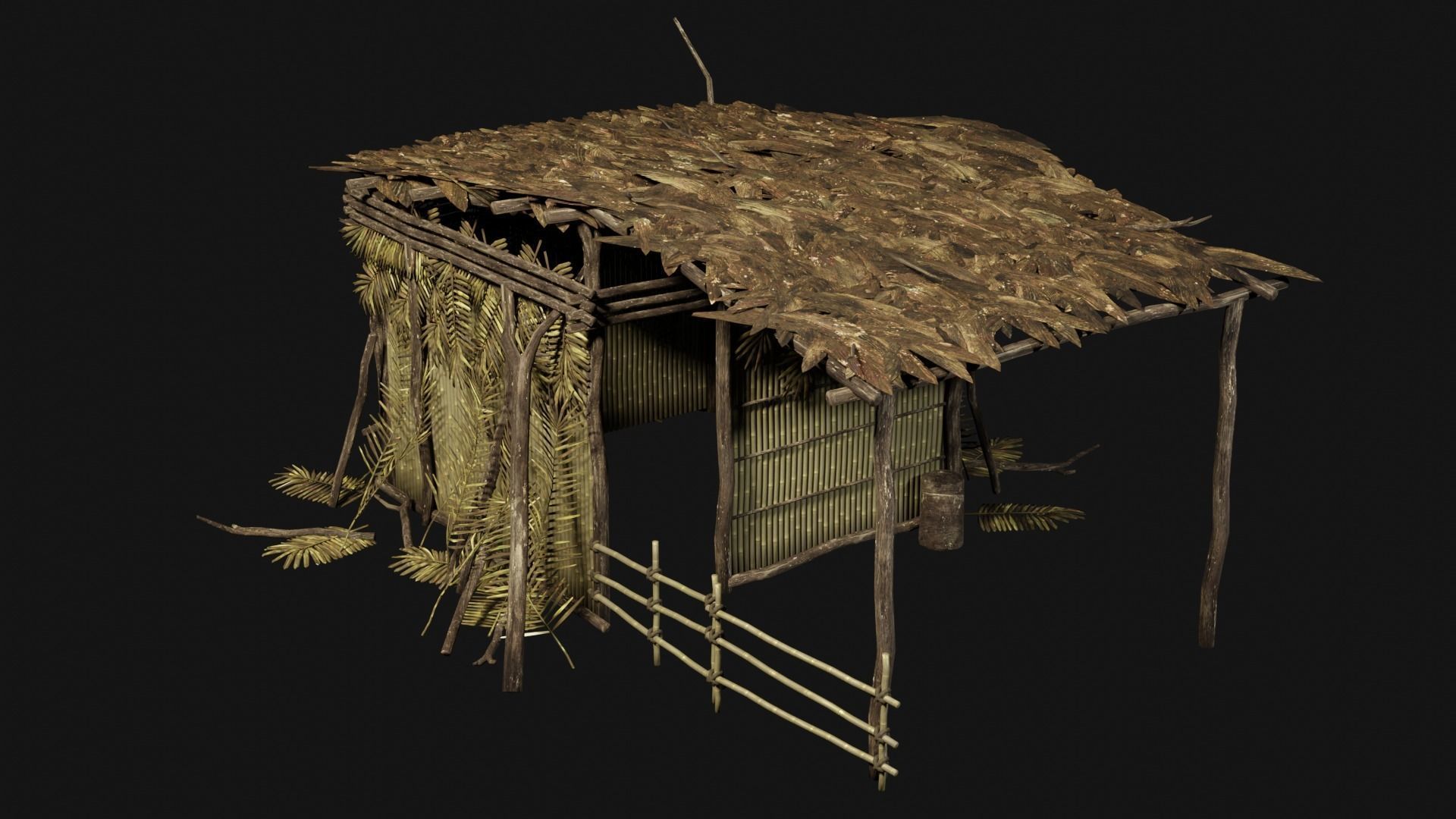 JUNGLE SWAMP GENERIC HUT SHELTER COTTAGE AAA COLLECTION Low-poly 3D model_15