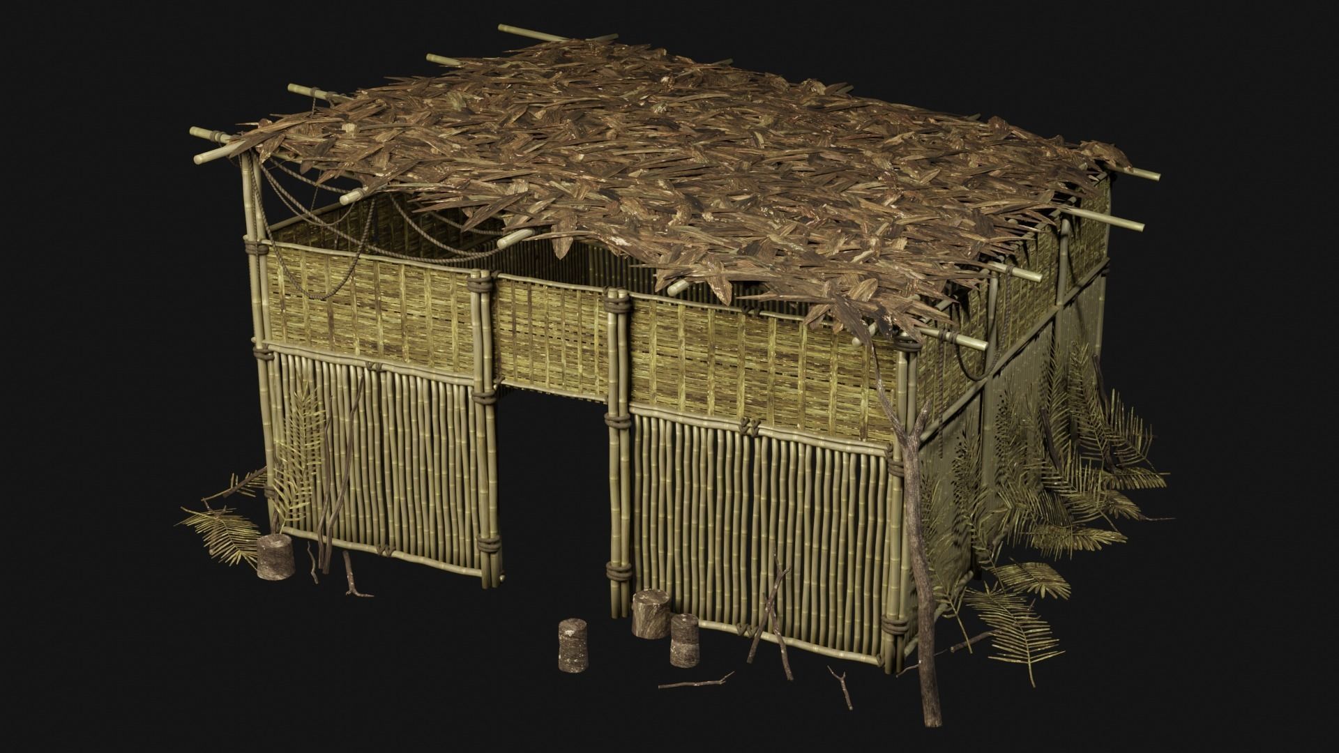 JUNGLE SWAMP GENERIC HUT SHELTER COTTAGE AAA COLLECTION Low-poly 3D model_29