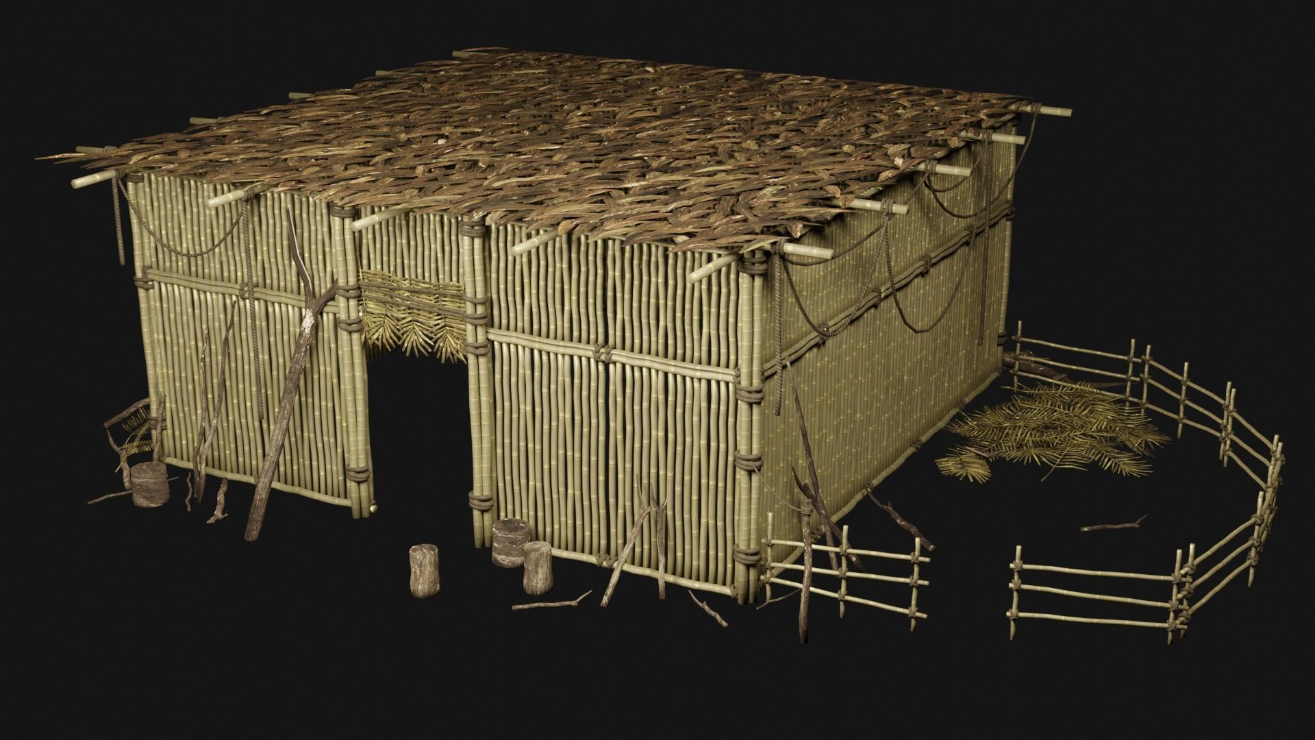 JUNGLE SWAMP GENERIC HUT SHELTER COTTAGE AAA COLLECTION Low-poly 3D model_17