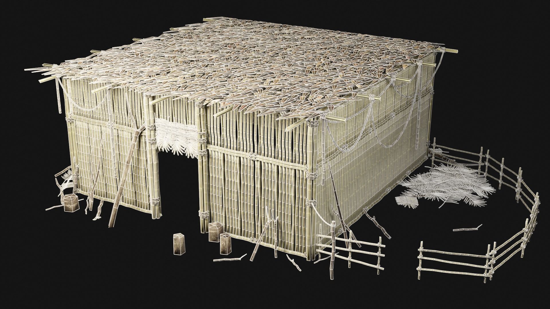 JUNGLE SWAMP GENERIC HUT SHELTER COTTAGE AAA COLLECTION Low-poly 3D model_20