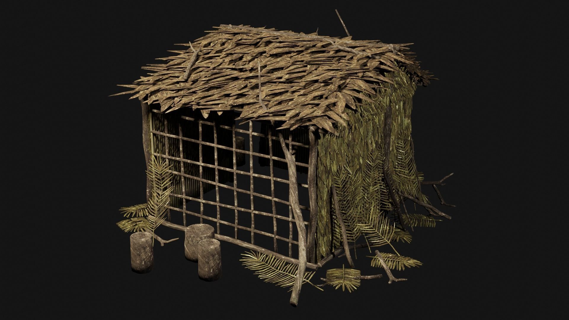 JUNGLE SWAMP GENERIC HUT SHELTER COTTAGE AAA COLLECTION Low-poly 3D model_7