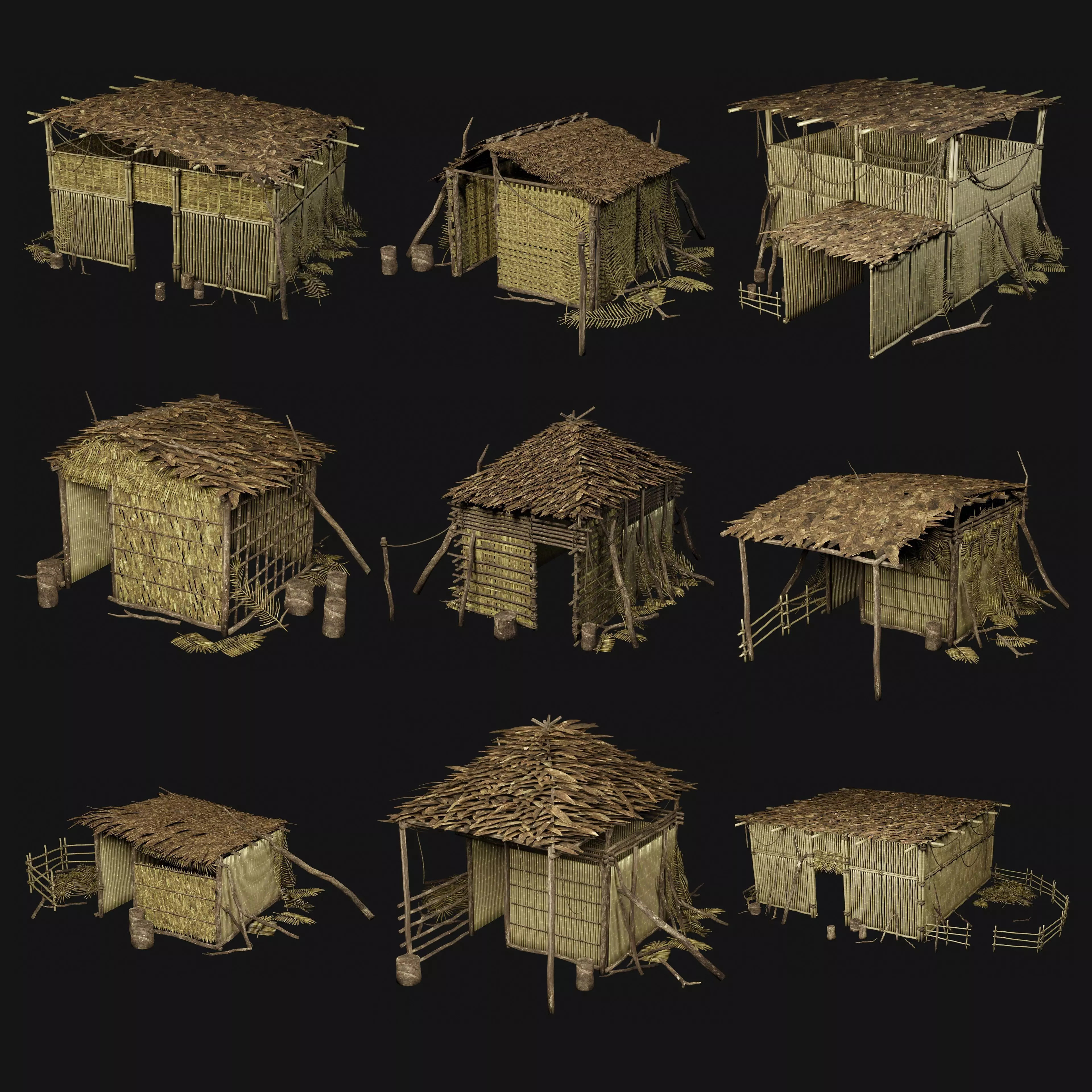 JUNGLE SWAMP GENERIC HUT SHELTER COTTAGE AAA COLLECTION Low-poly 3D model_0