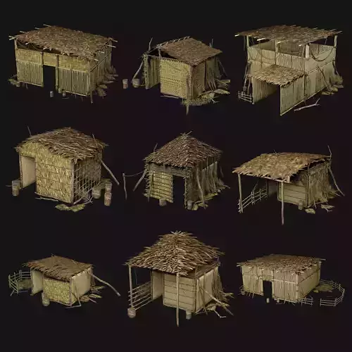 JUNGLE SWAMP GENERIC HUT SHELTER COTTAGE AAA COLLECTION Low-poly 3D model