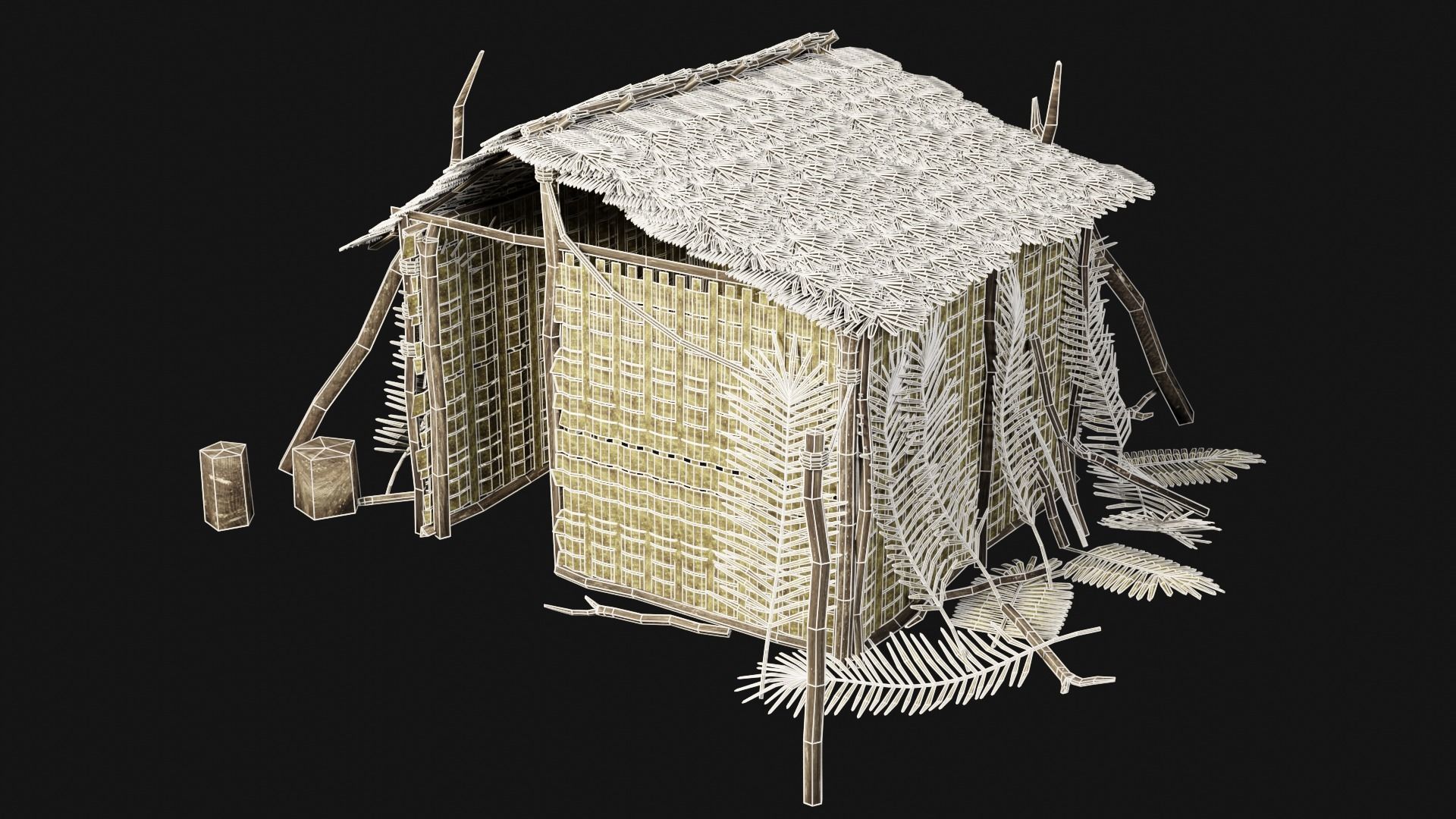 JUNGLE SWAMP GENERIC HUT SHELTER COTTAGE AAA COLLECTION Low-poly 3D model_28