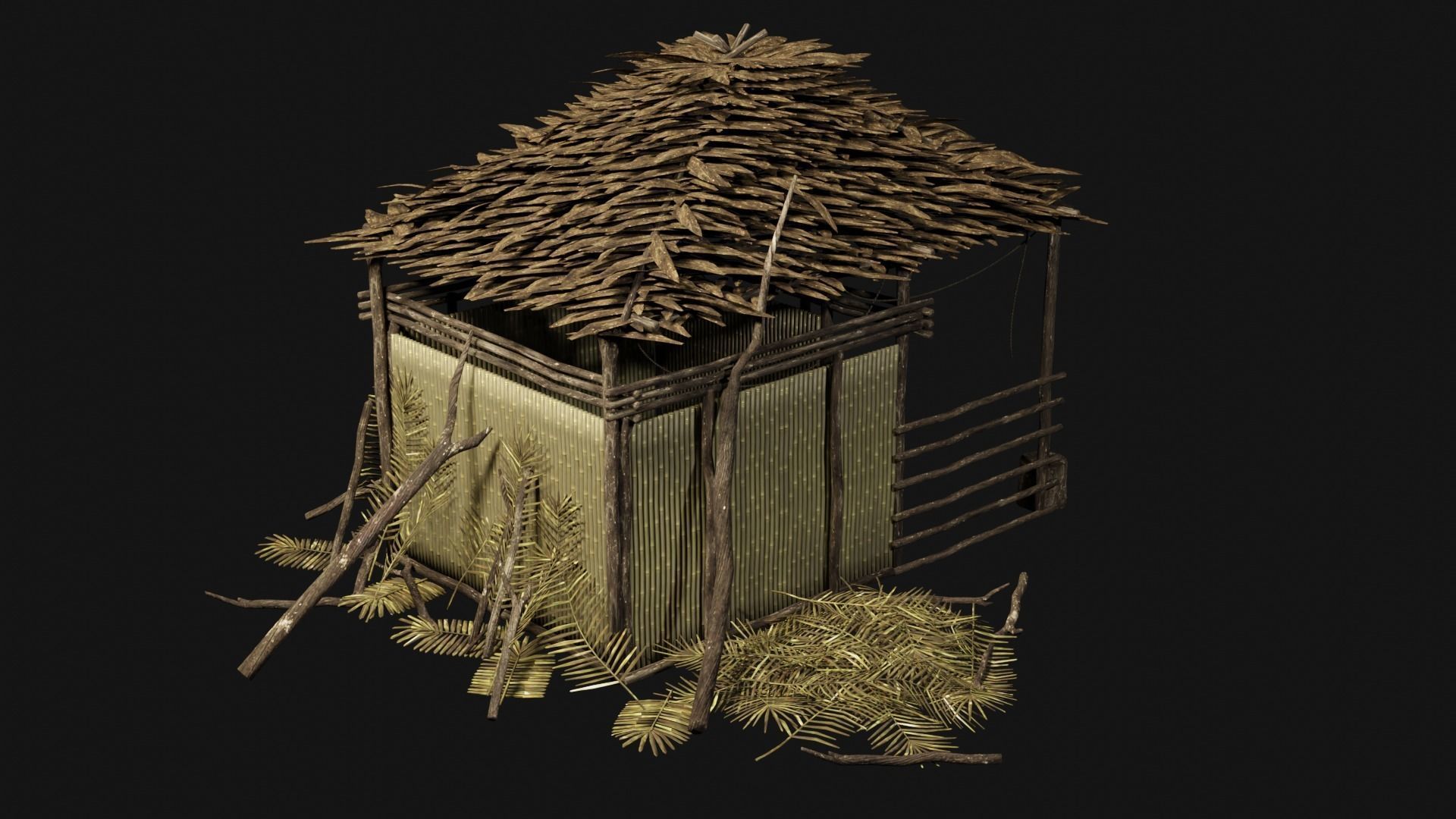 JUNGLE SWAMP GENERIC HUT SHELTER COTTAGE AAA COLLECTION Low-poly 3D model_11