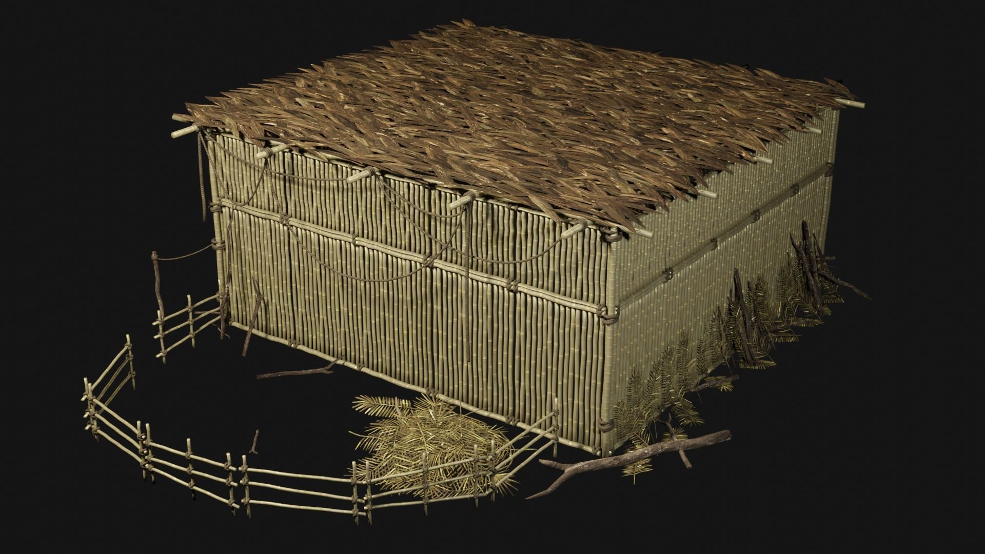 JUNGLE SWAMP GENERIC HUT SHELTER COTTAGE AAA COLLECTION Low-poly 3D model_19