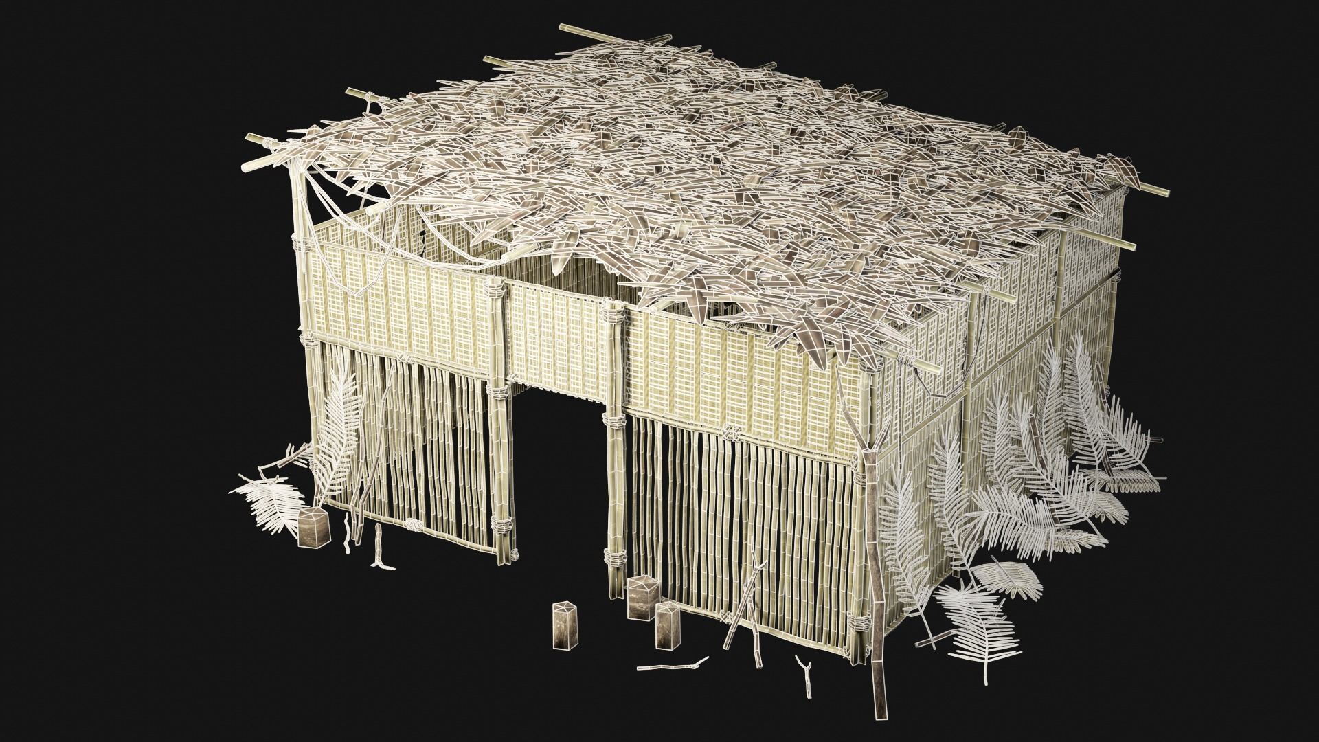 JUNGLE SWAMP GENERIC HUT SHELTER COTTAGE AAA COLLECTION Low-poly 3D model_32