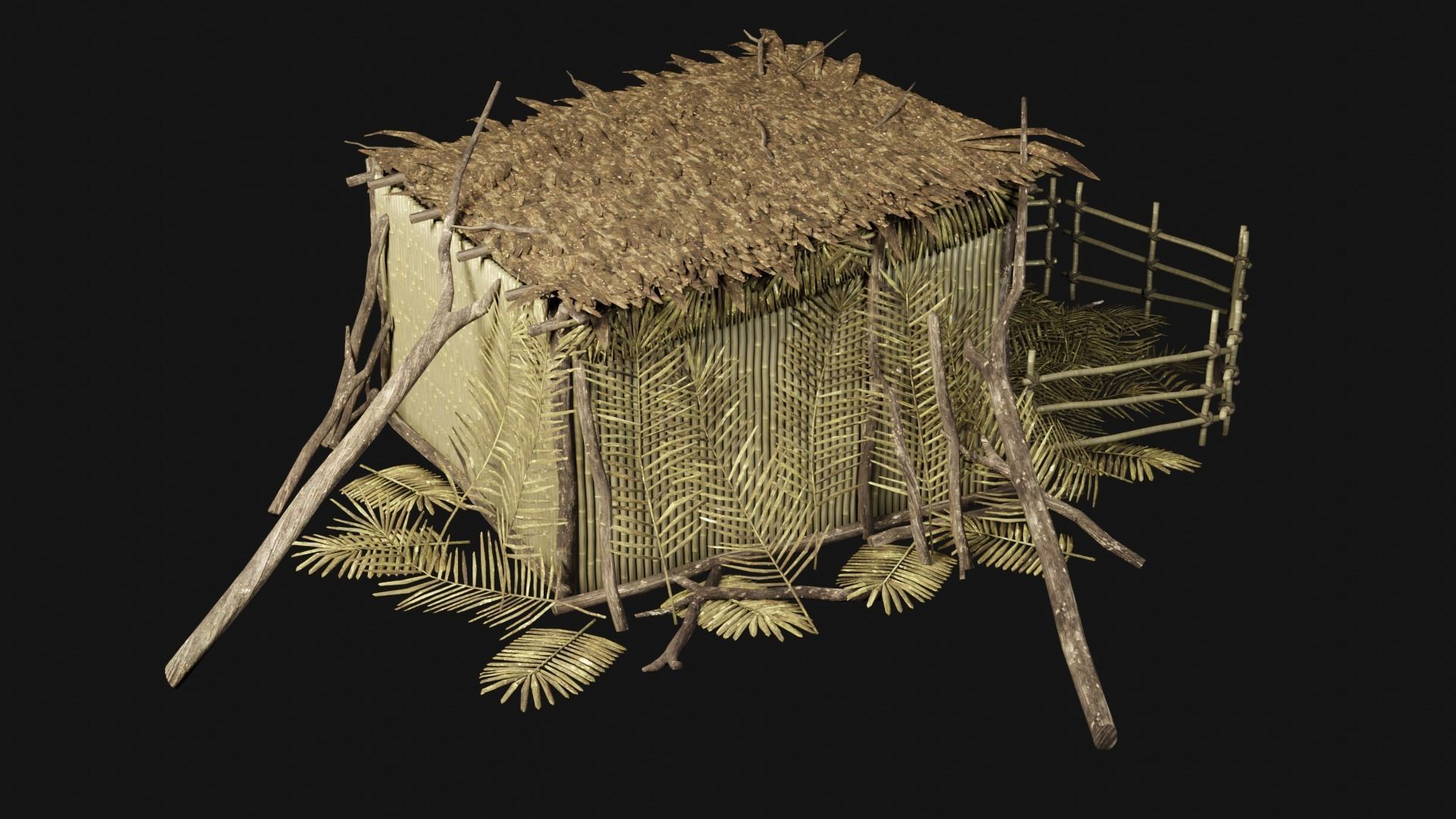 JUNGLE SWAMP GENERIC HUT SHELTER COTTAGE AAA COLLECTION Low-poly 3D model_3