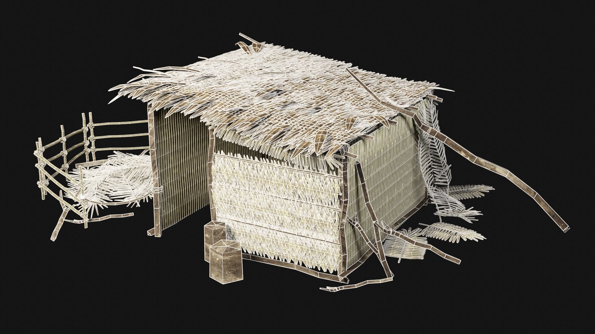 JUNGLE SWAMP GENERIC HUT SHELTER COTTAGE AAA COLLECTION Low-poly 3D model_4