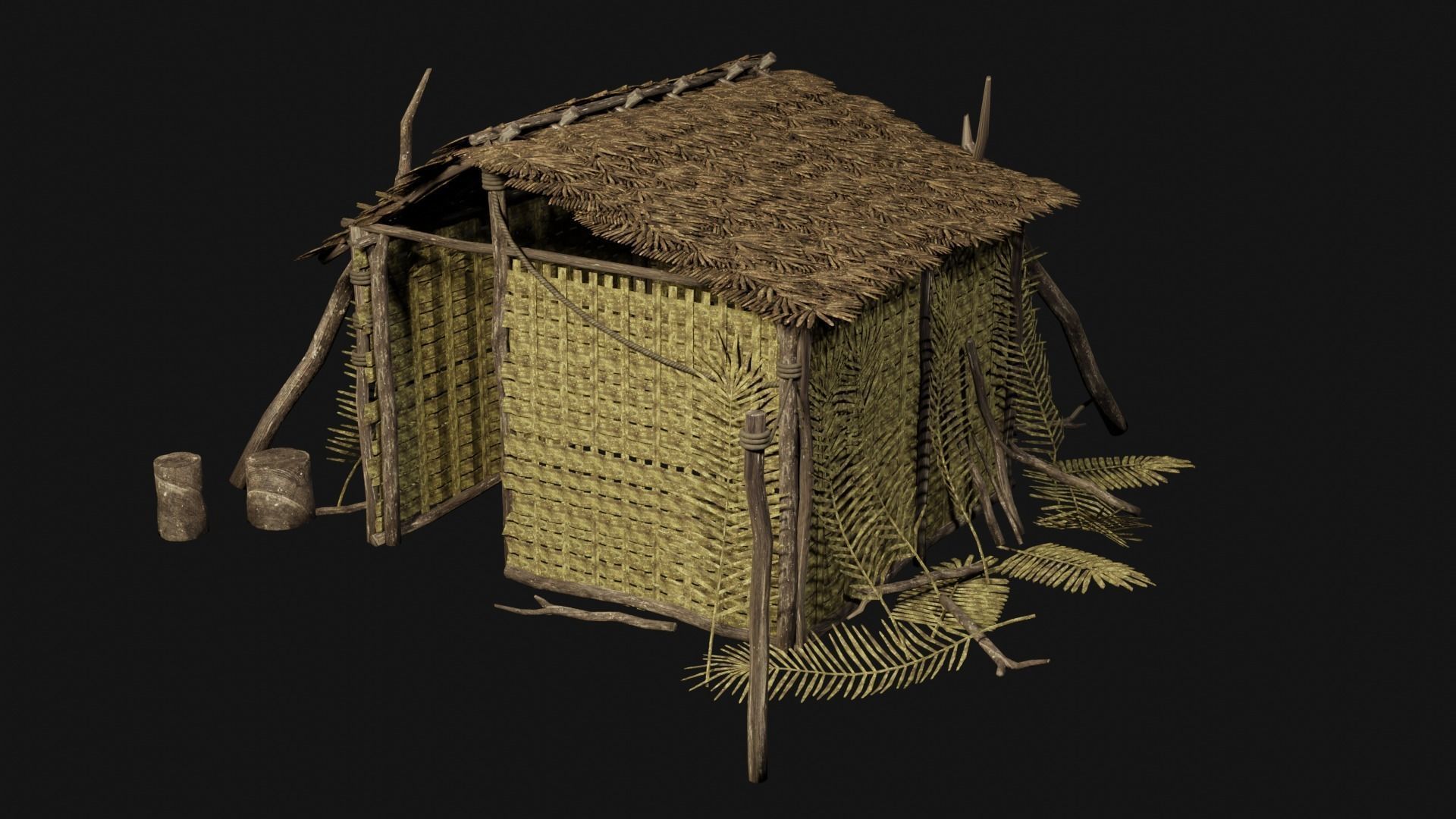 JUNGLE SWAMP GENERIC HUT SHELTER COTTAGE AAA COLLECTION Low-poly 3D model_25