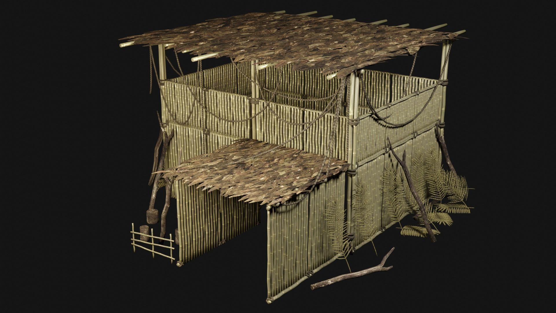 JUNGLE SWAMP GENERIC HUT SHELTER COTTAGE AAA COLLECTION Low-poly 3D model_21