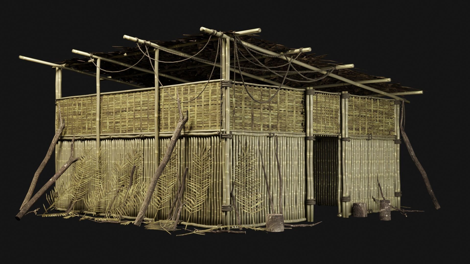 JUNGLE SWAMP GENERIC HUT SHELTER COTTAGE AAA COLLECTION Low-poly 3D model_30