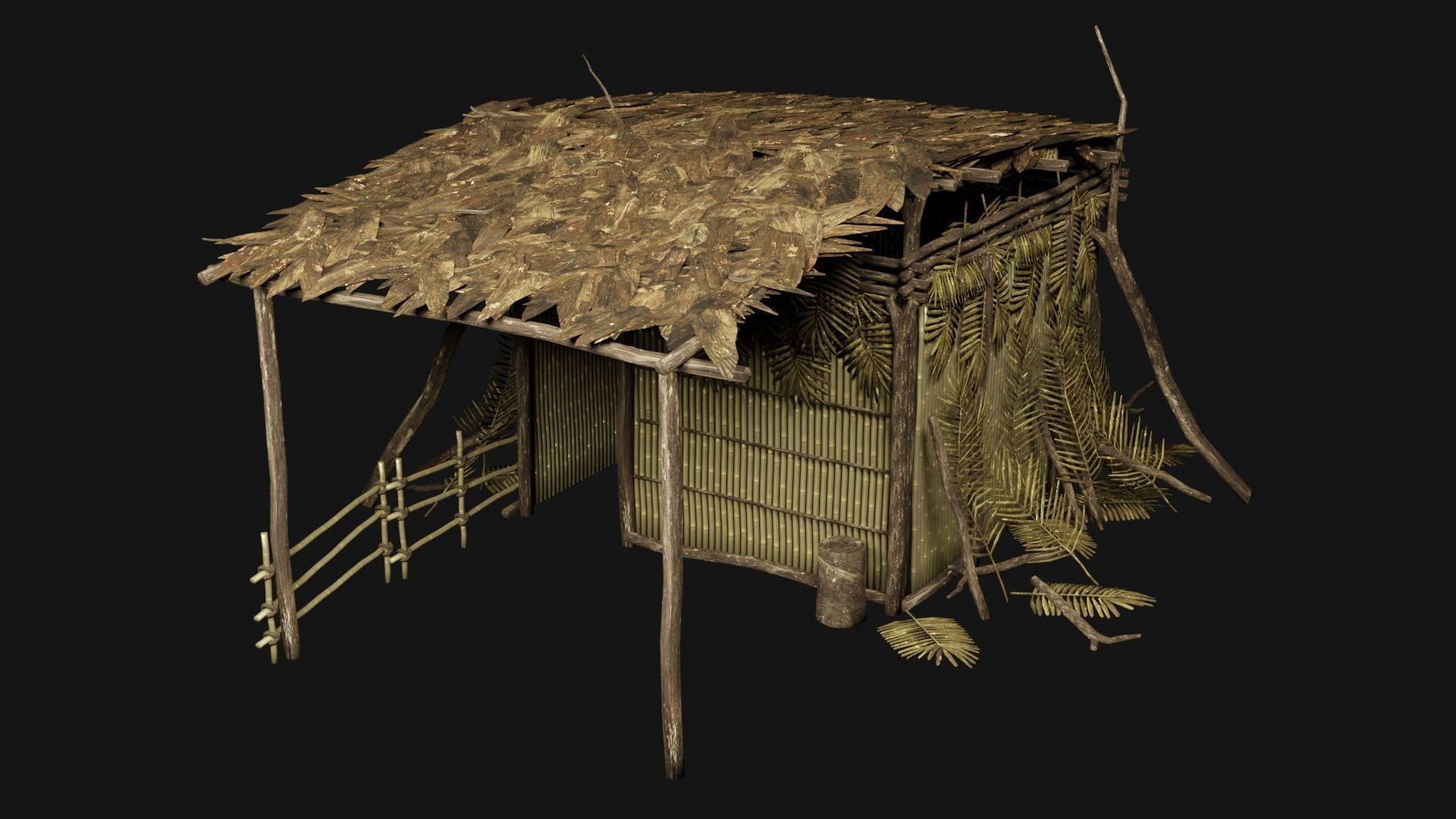 JUNGLE SWAMP GENERIC HUT SHELTER COTTAGE AAA COLLECTION Low-poly 3D model_13