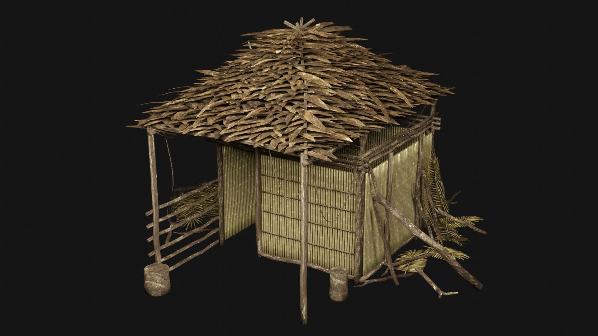 JUNGLE SWAMP GENERIC HUT SHELTER COTTAGE AAA COLLECTION Low-poly 3D model_9