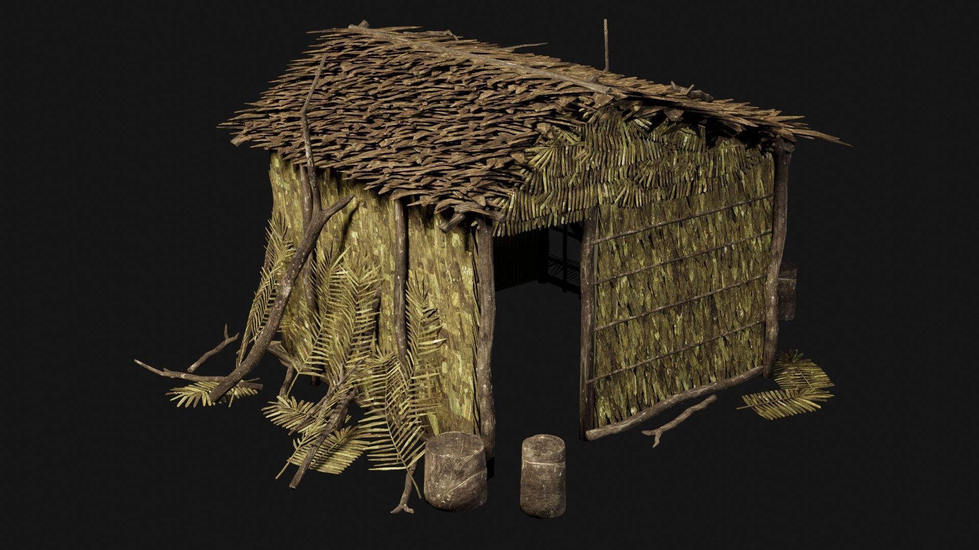 JUNGLE SWAMP GENERIC HUT SHELTER COTTAGE AAA COLLECTION Low-poly 3D model_6