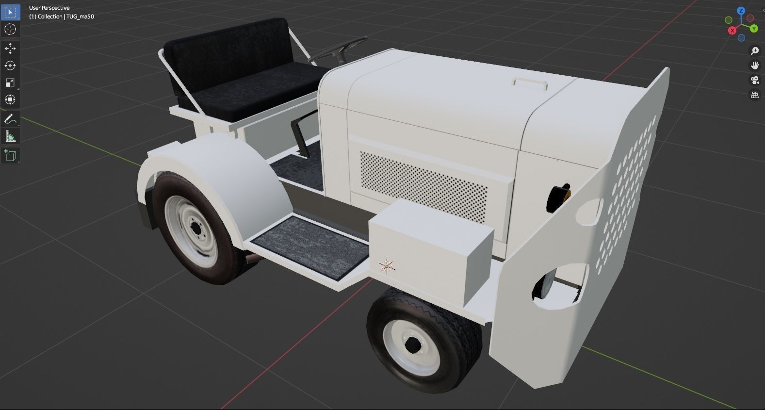 Small TUG MA50 Baggage Tractor Low Poly static Low-poly 3D model_7