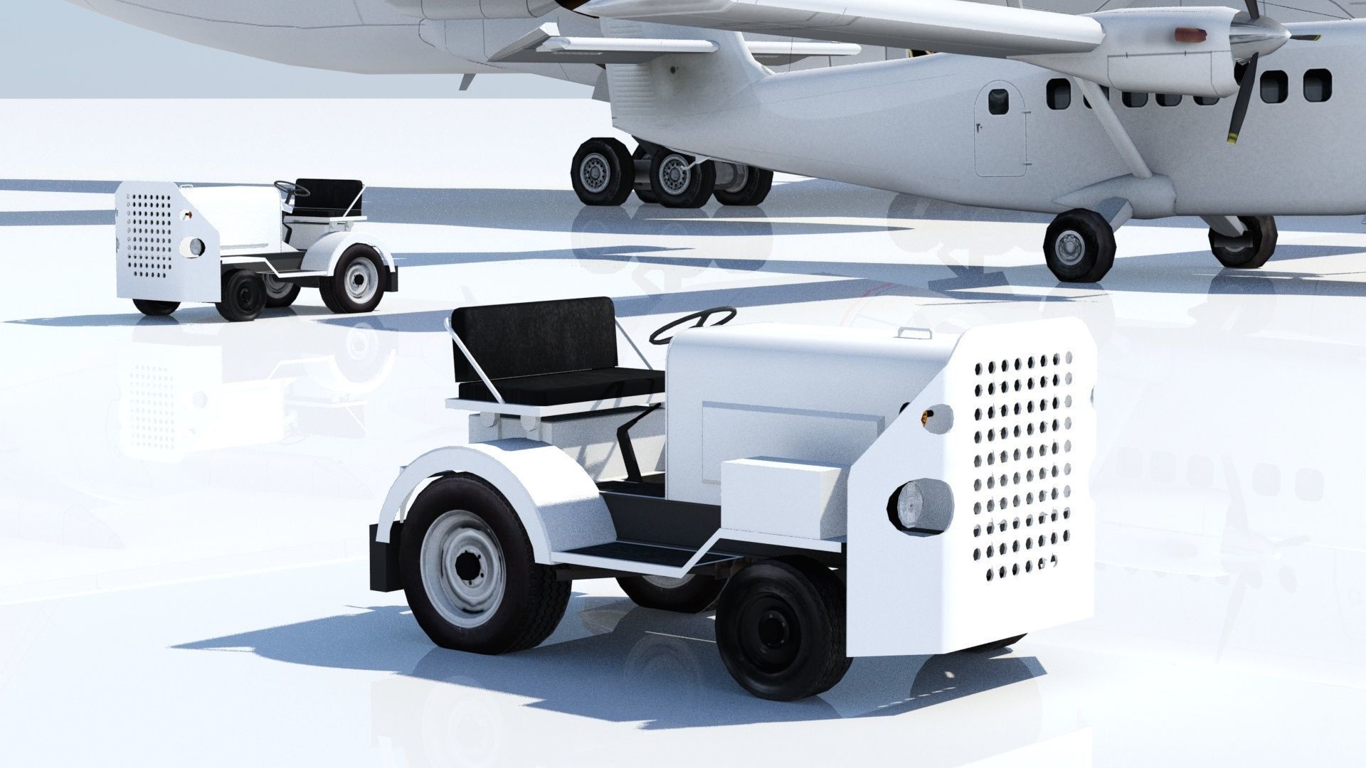 Small TUG MA50 Baggage Tractor Low Poly static Low-poly 3D model_12