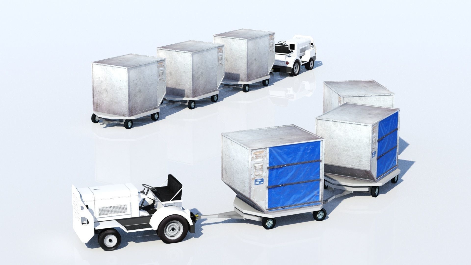 Small TUG MA50 Baggage Tractor Low Poly static Low-poly 3D model_9