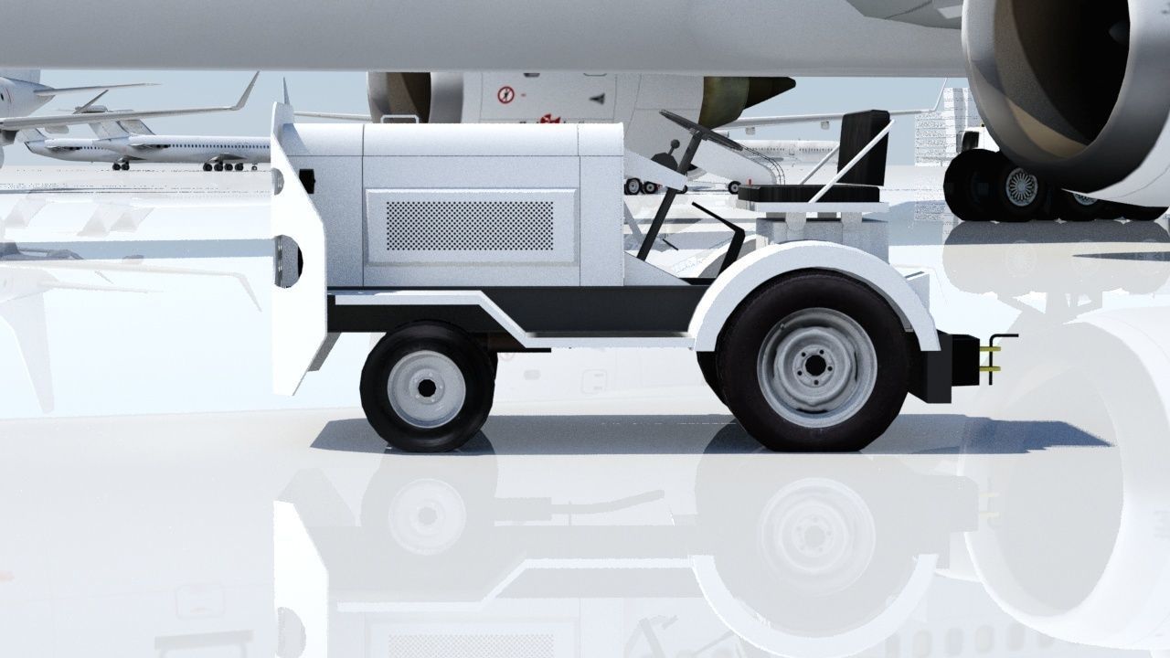 Small TUG MA50 Baggage Tractor Low Poly static Low-poly 3D model_4