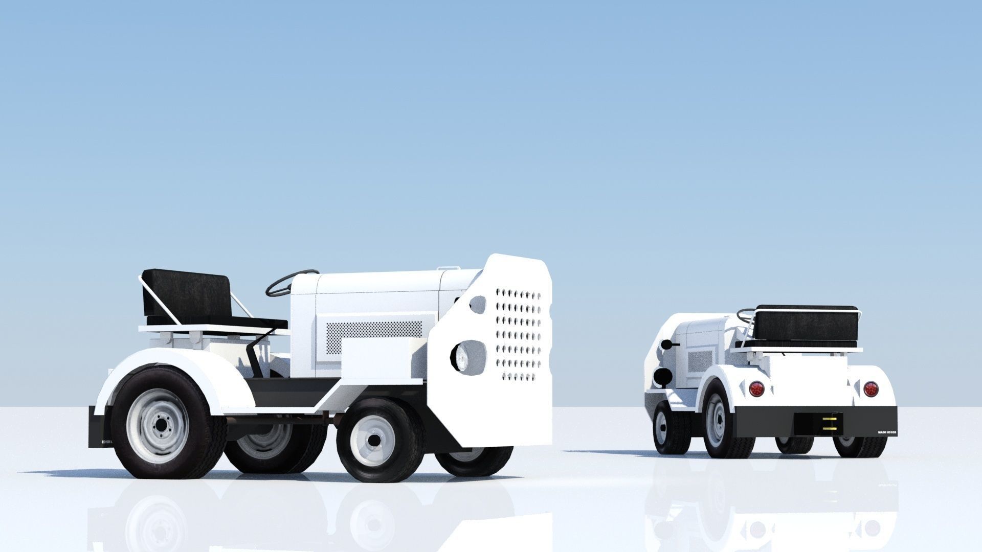 Small TUG MA50 Baggage Tractor Low Poly static Low-poly 3D model_14