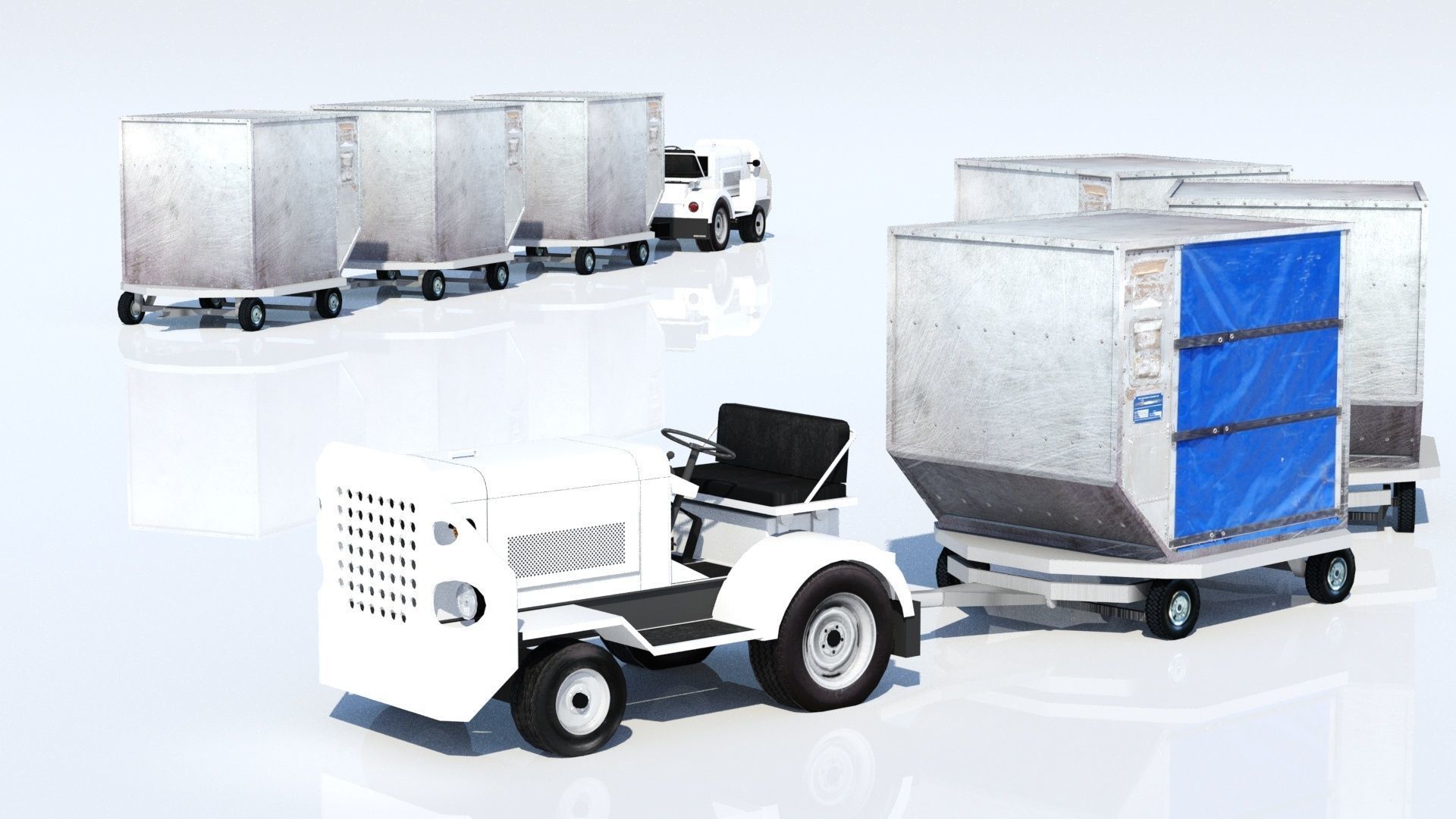 Small TUG MA50 Baggage Tractor Low Poly static Low-poly 3D model_16