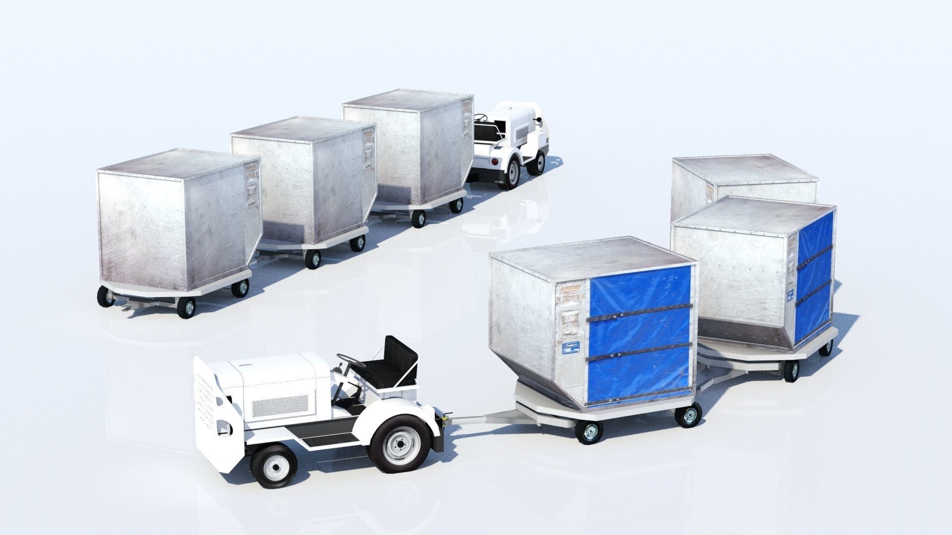 Small TUG MA50 Baggage Tractor Low Poly static Low-poly 3D model_10