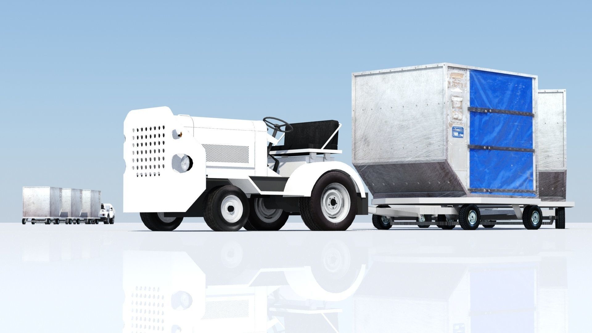 Small TUG MA50 Baggage Tractor Low Poly static Low-poly 3D model_15