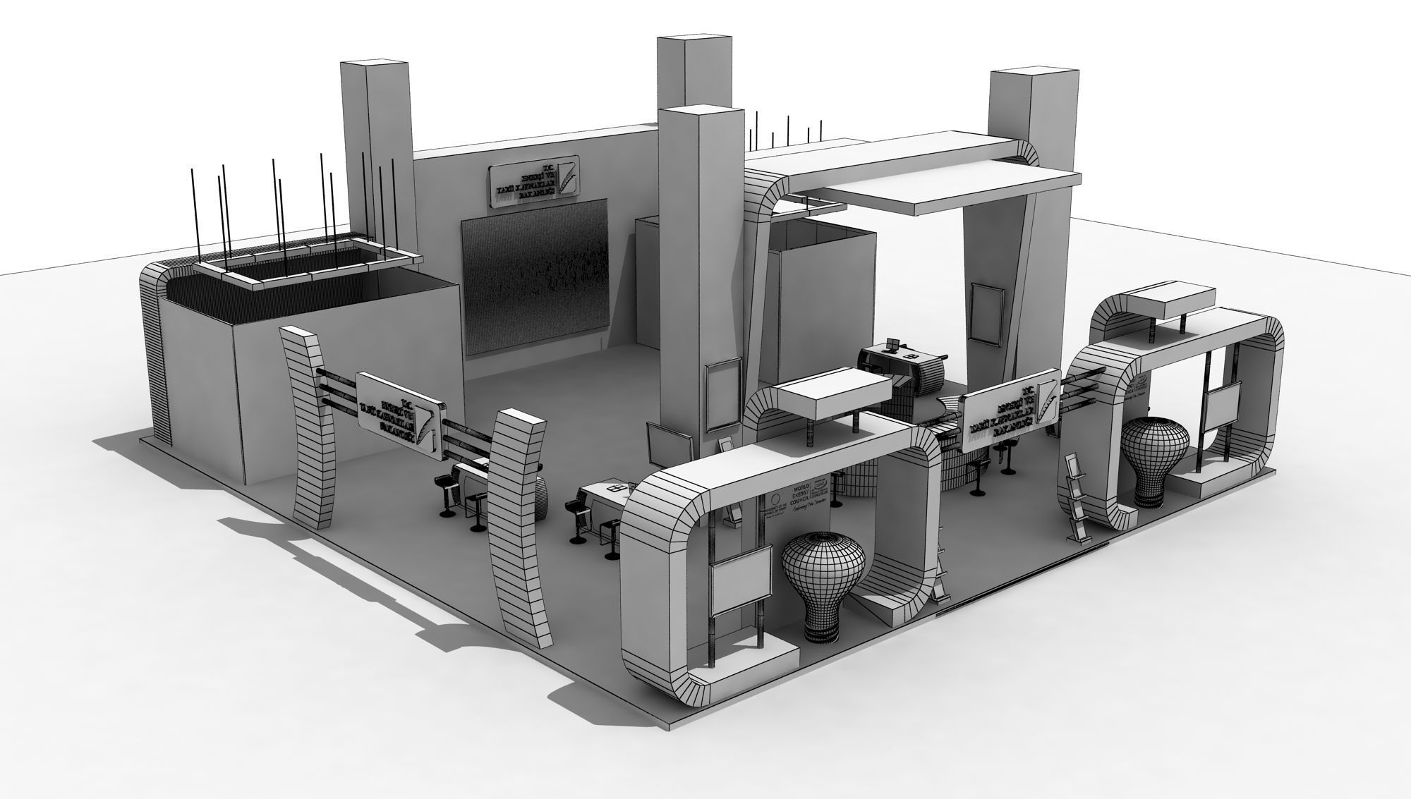 Modern Design Fair Stand 3D model_5
