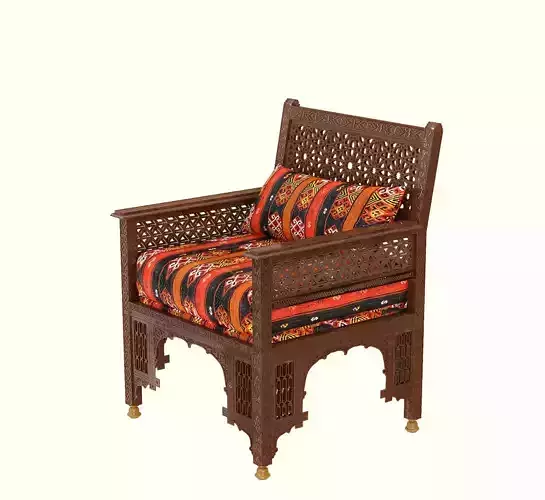   syrian inlaid wooden chair 