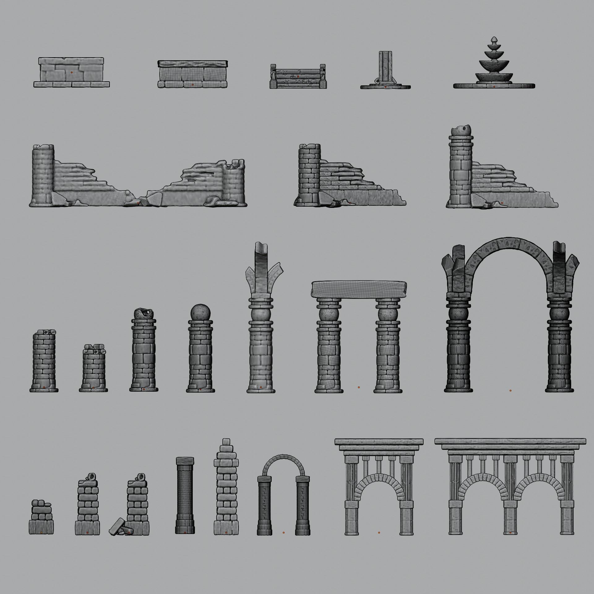 Ancient Ruins Asset Pack 3D model_5
