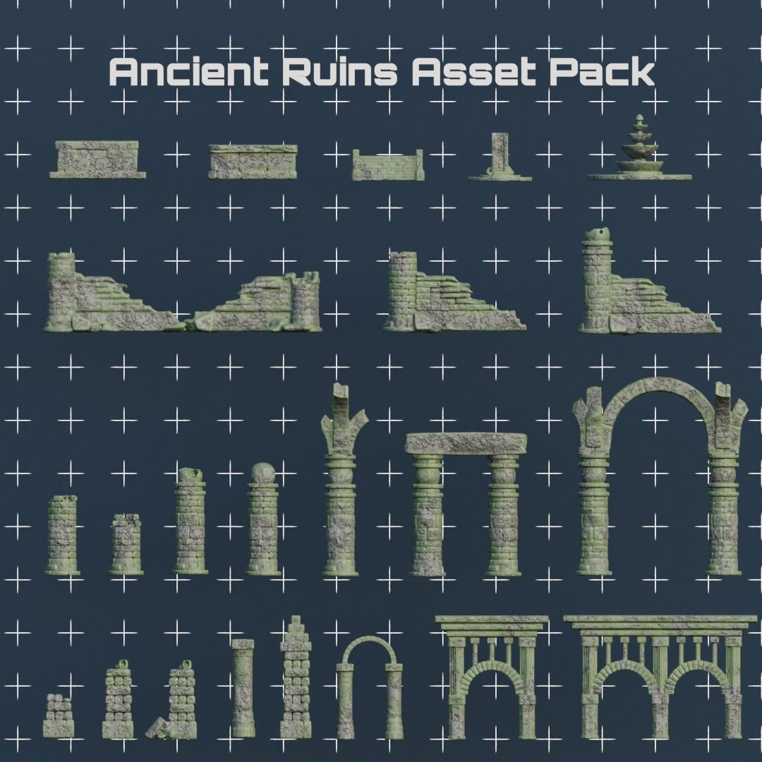 Ancient Ruins Asset Pack 3D model_2