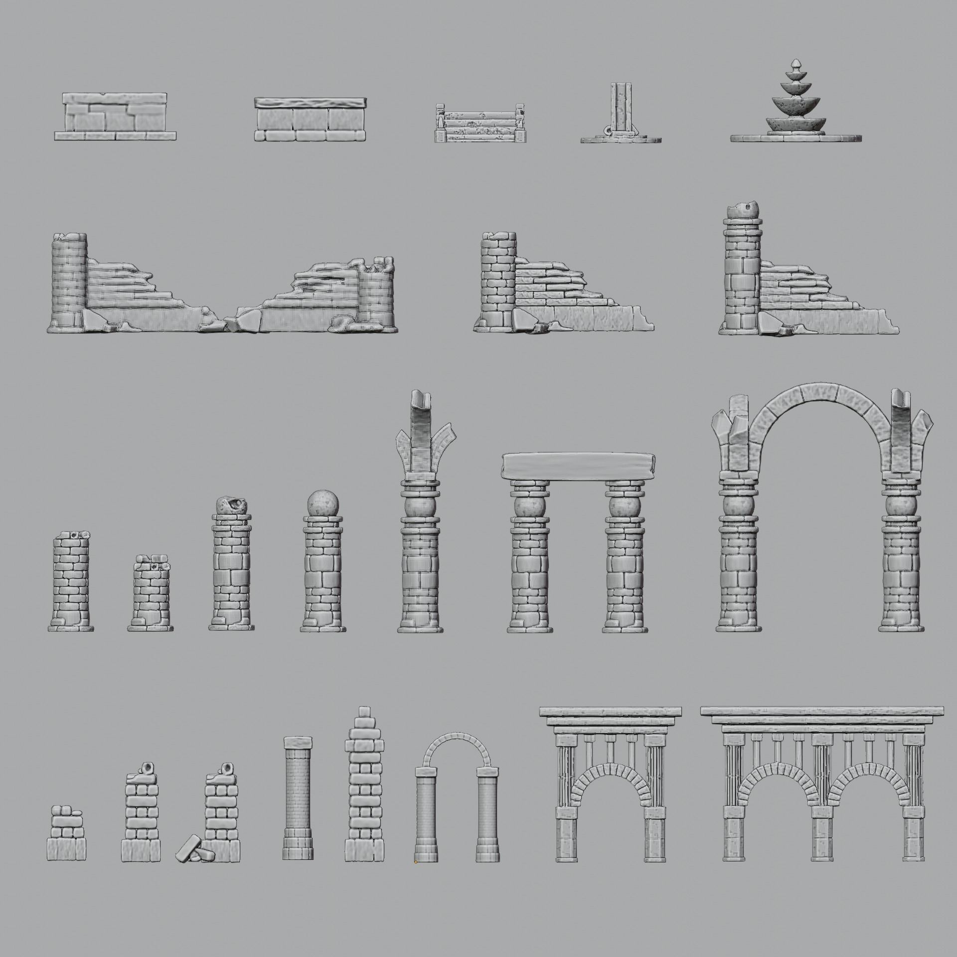 Ancient Ruins Asset Pack 3D model_4