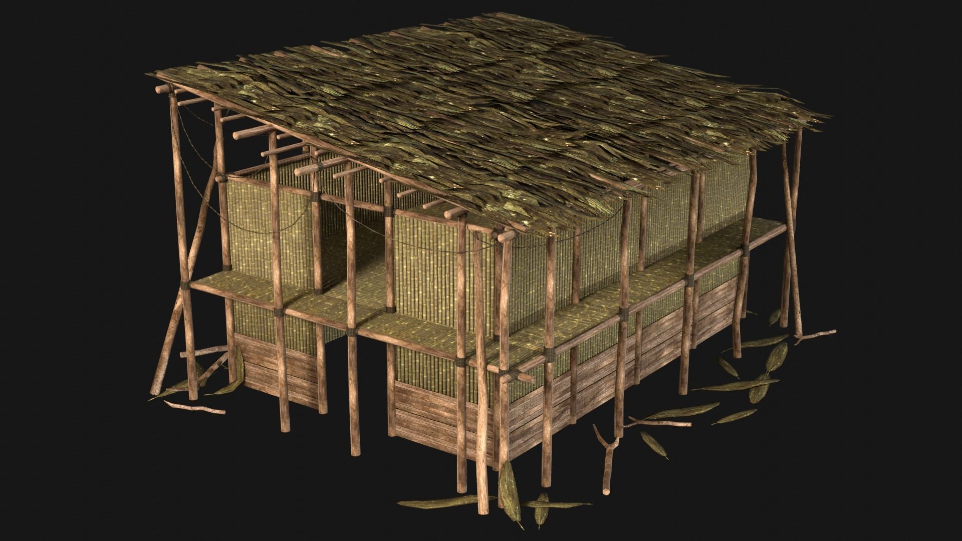 JUNGLE SWAMP HOUSE BUILDING COTTAGE HUT AAA COLLECTION Low-poly 3D model_21