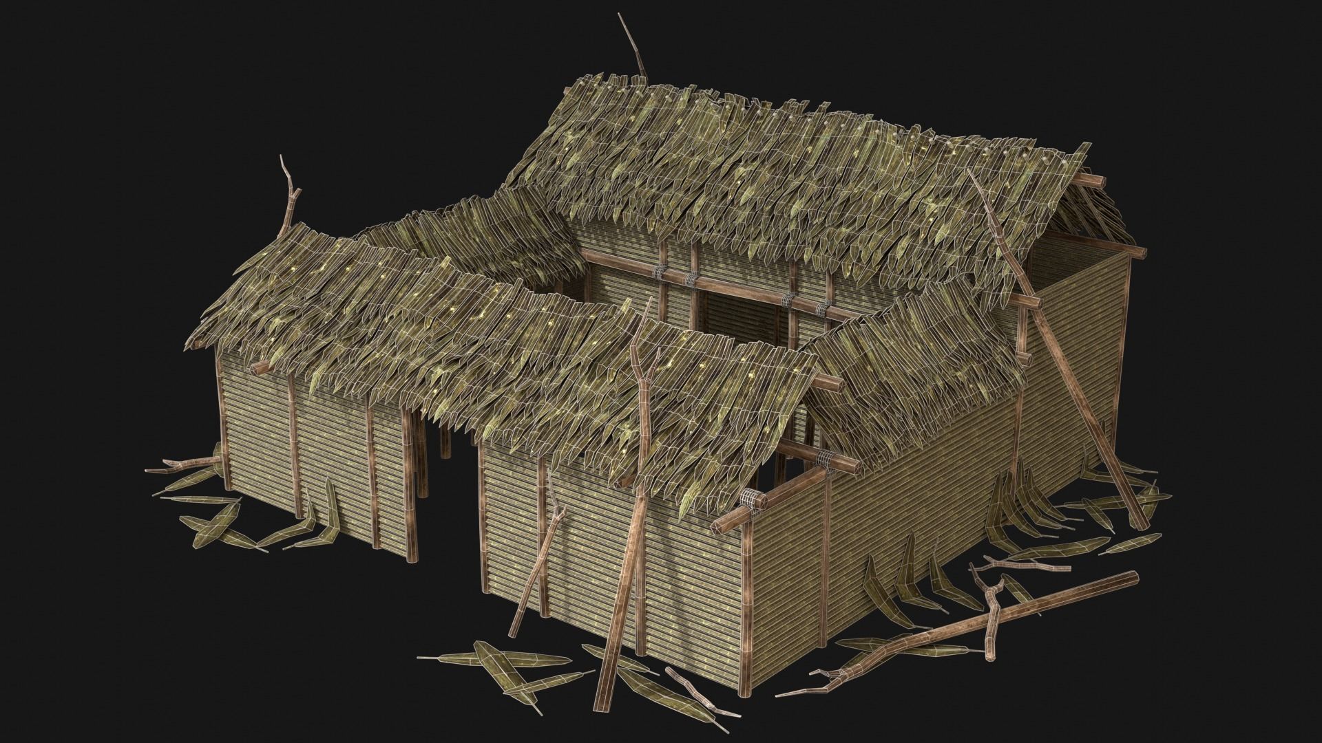 JUNGLE SWAMP HOUSE BUILDING COTTAGE HUT AAA COLLECTION Low-poly 3D model_28