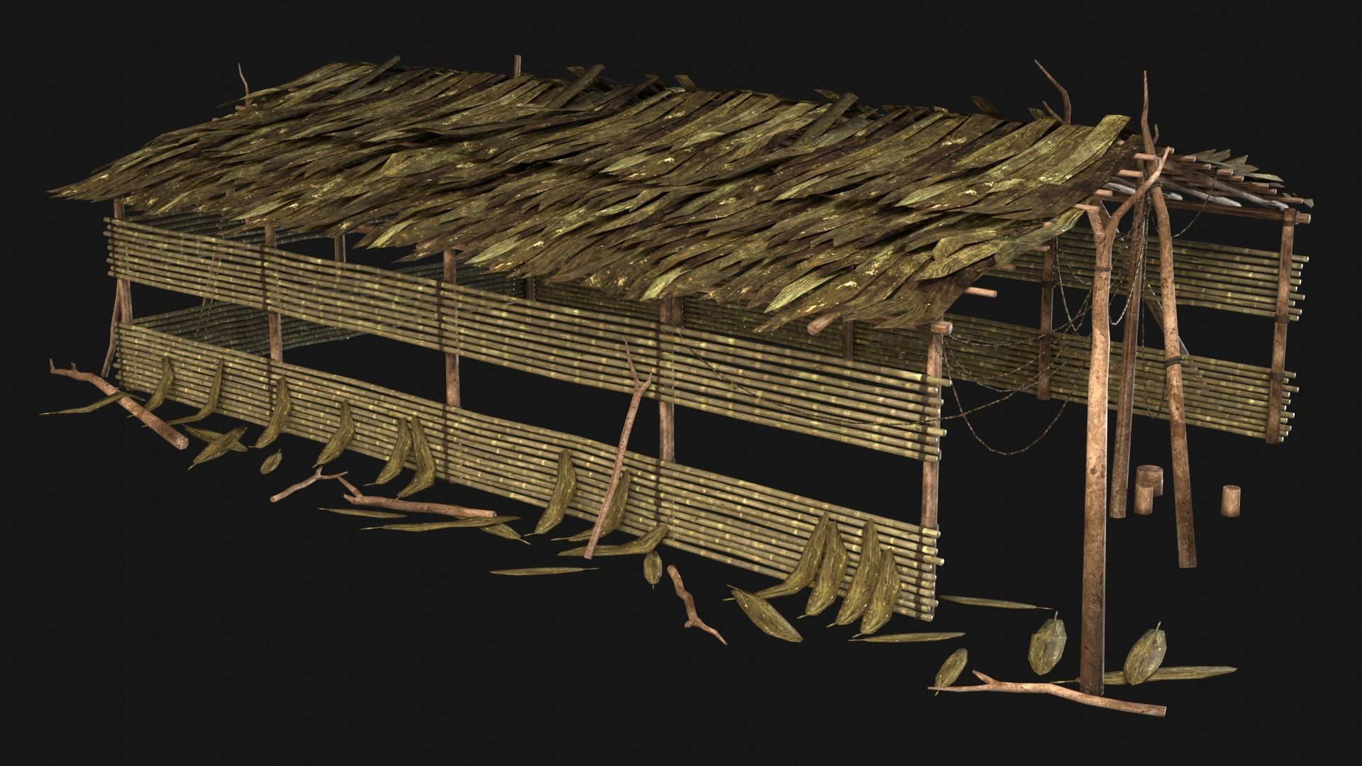 JUNGLE SWAMP HOUSE BUILDING COTTAGE HUT AAA COLLECTION Low-poly 3D model_2