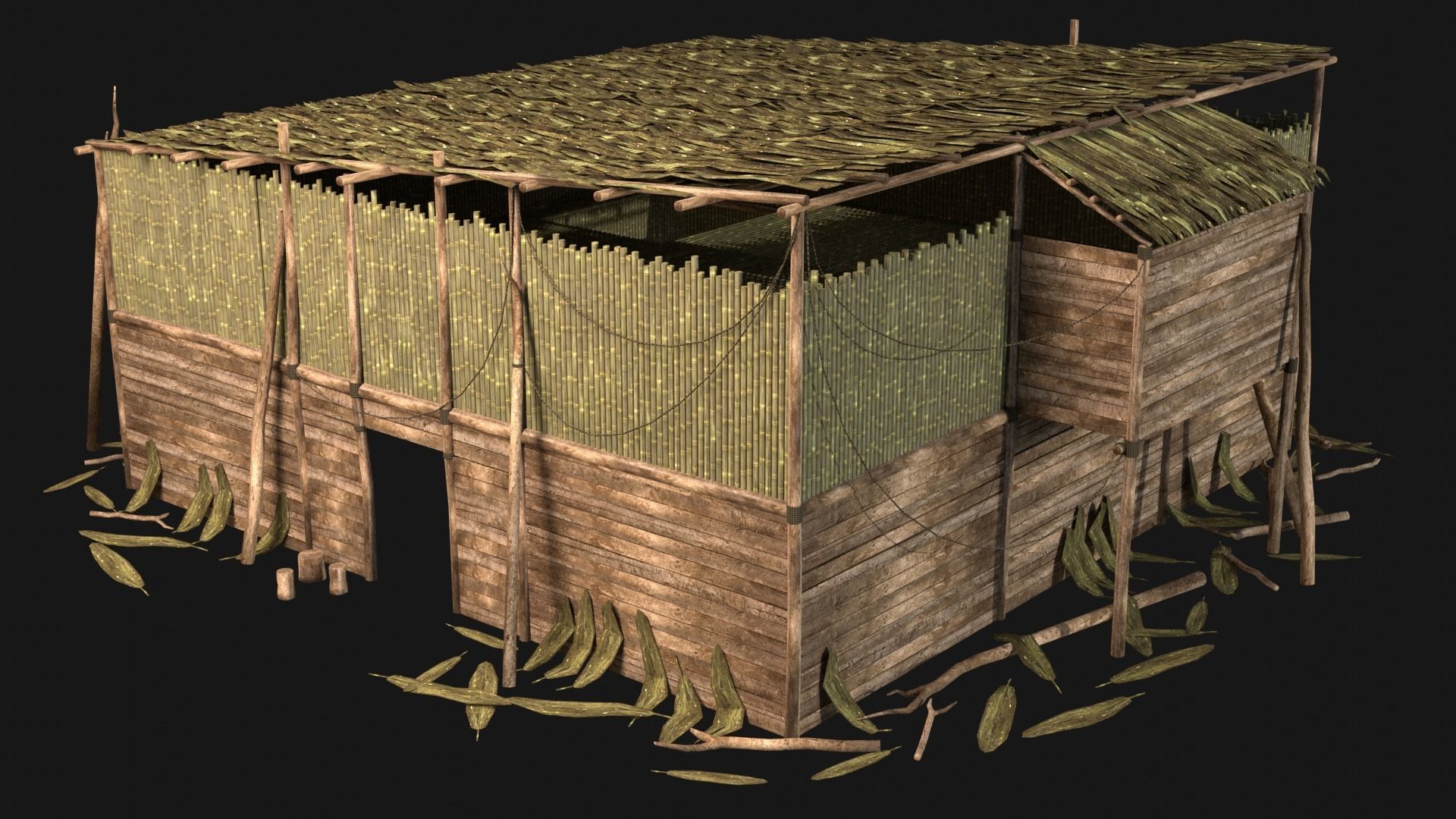 JUNGLE SWAMP HOUSE BUILDING COTTAGE HUT AAA COLLECTION Low-poly 3D model_33